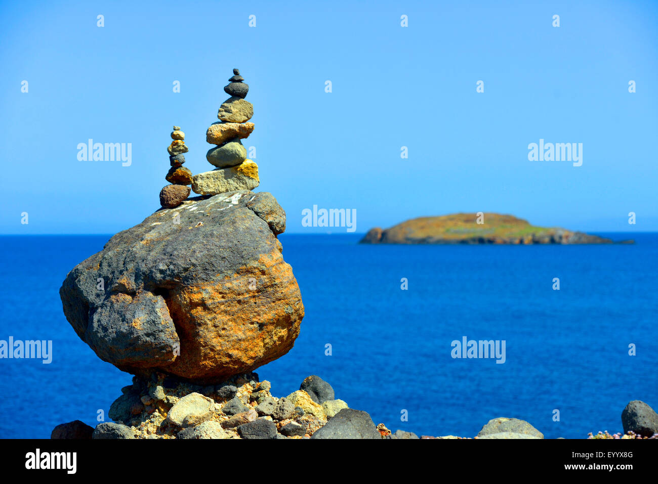 coast at Papafranga in north of Milos island, Greece, Cyclades, Milos Stock Photo