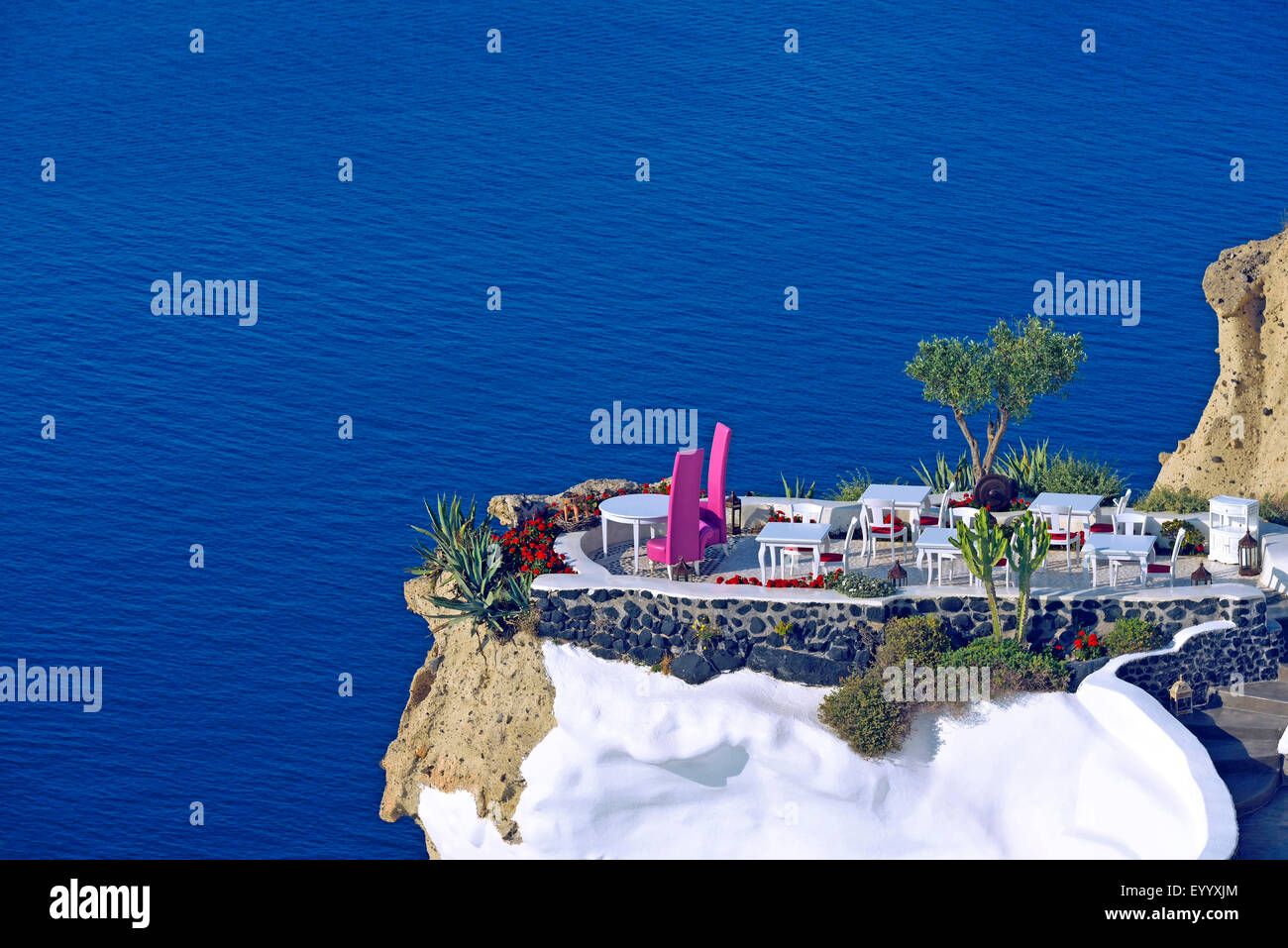 Luxurious hotel  in Oia village in the island of Santorini, Greece, Cyclades, Santorin Stock Photo