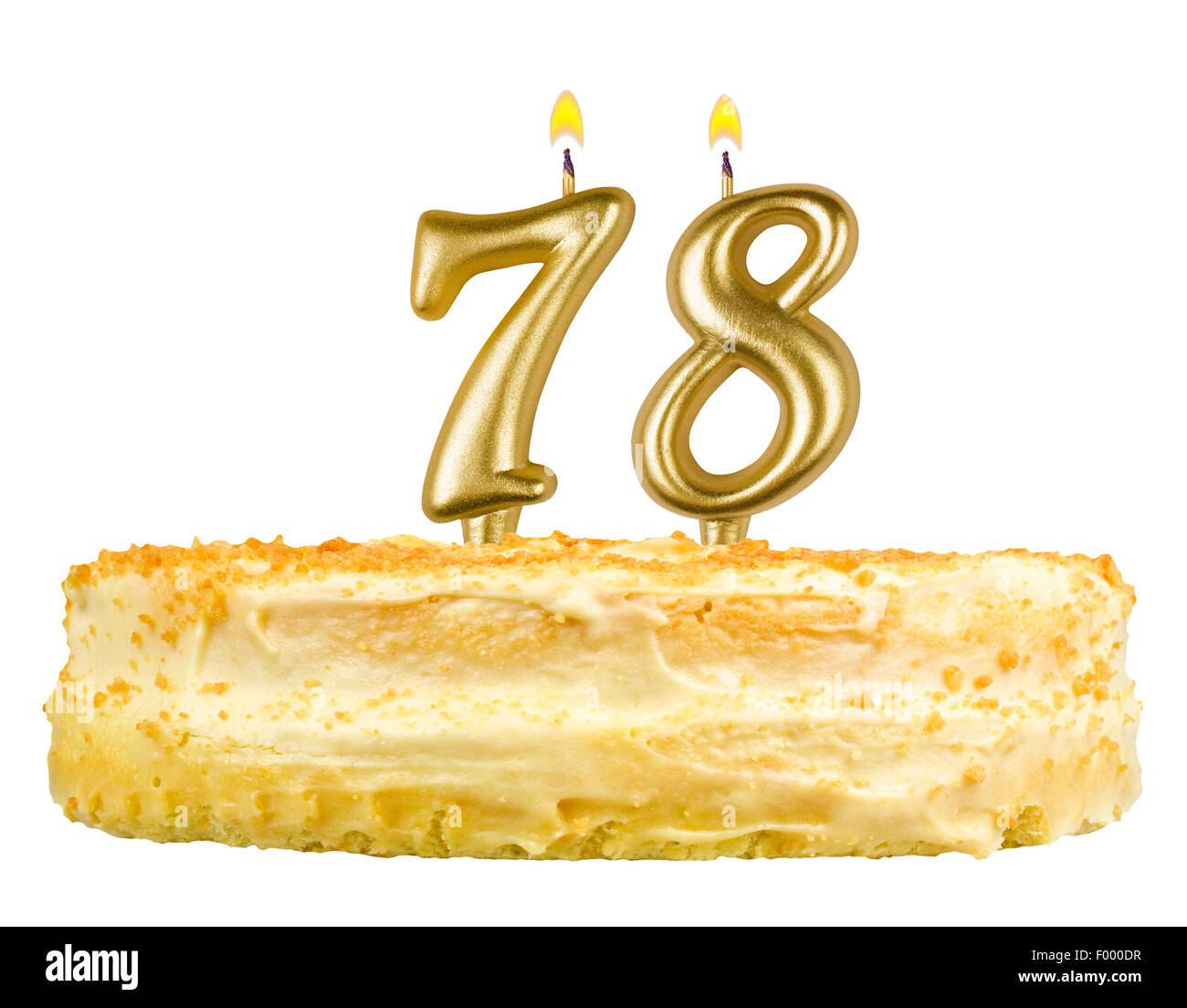 birthday cake with candles number seventy eight isolated on white background Stock Photo