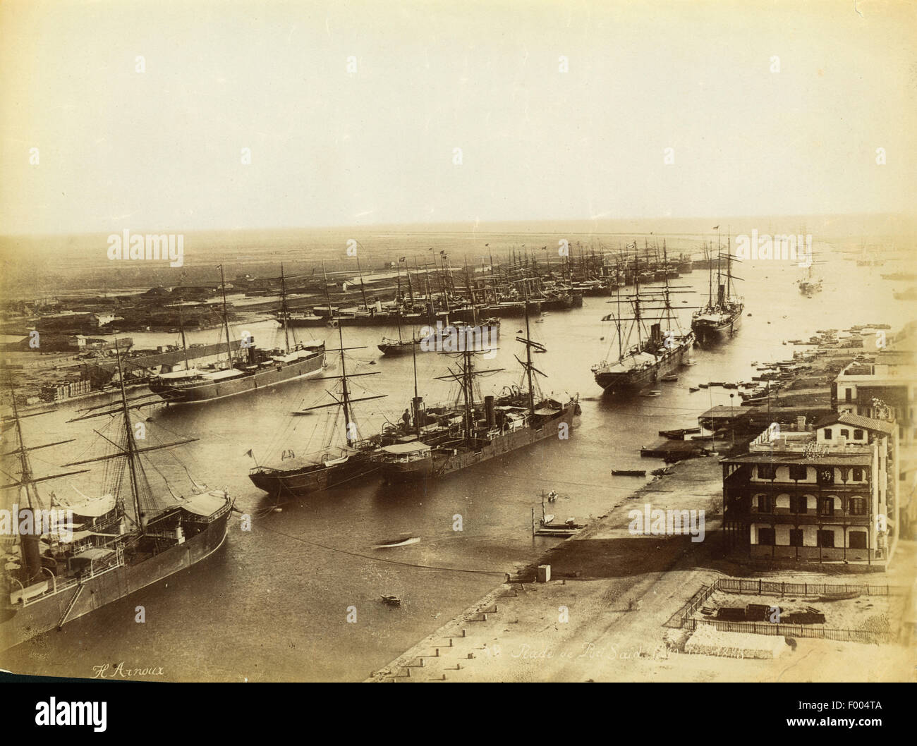Port Said, Egypt Ñ 1880s Ñ Steam ships anchored in Port Said, at the ...