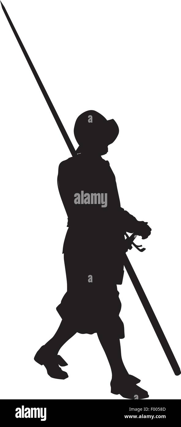 Ancient warrior marching with spear Stock Vector