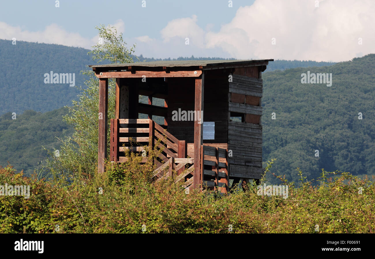 Bird watching hut along vico lake hires stock photography and images