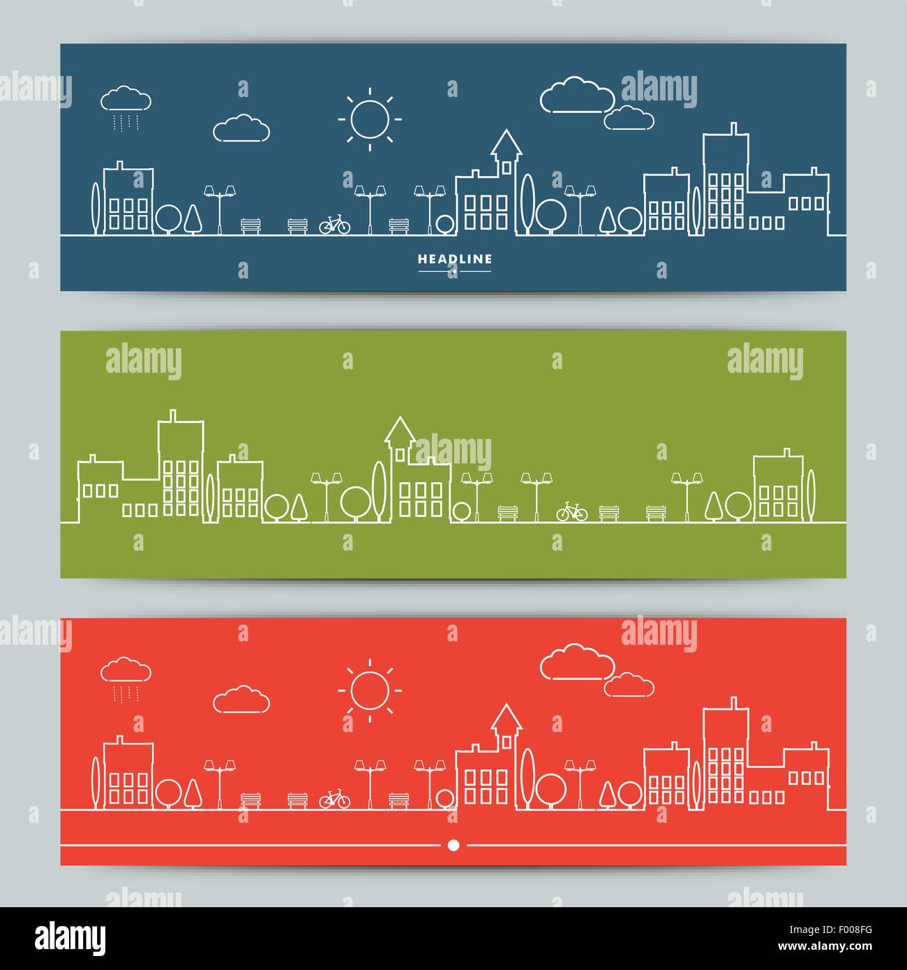 Set of banners with contour urban landscape Stock Vector Image & Art ...
