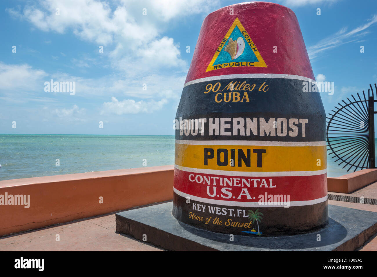 SOUTHERNMOST POINT IN CONTINENTAL UNITED STATES MONUMENT KEY WEST FLORIDA USA Stock Photo