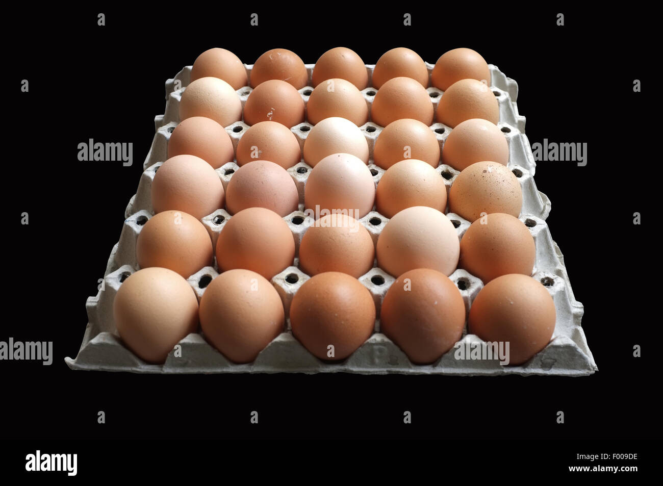Carton of fresh brown eggs Stock Photo
