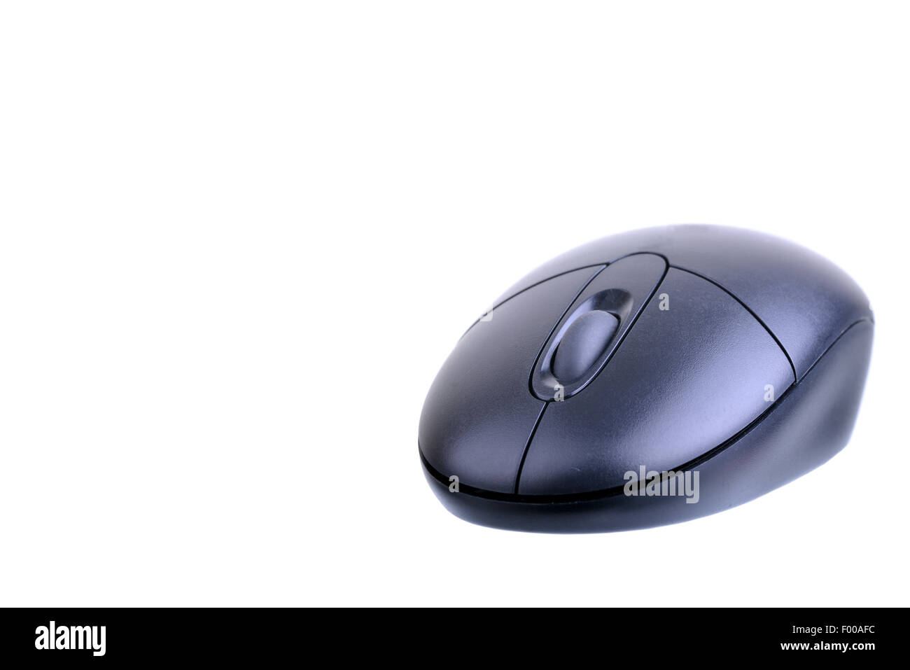 Black wireless mouse isolated on a white background with copy space ...