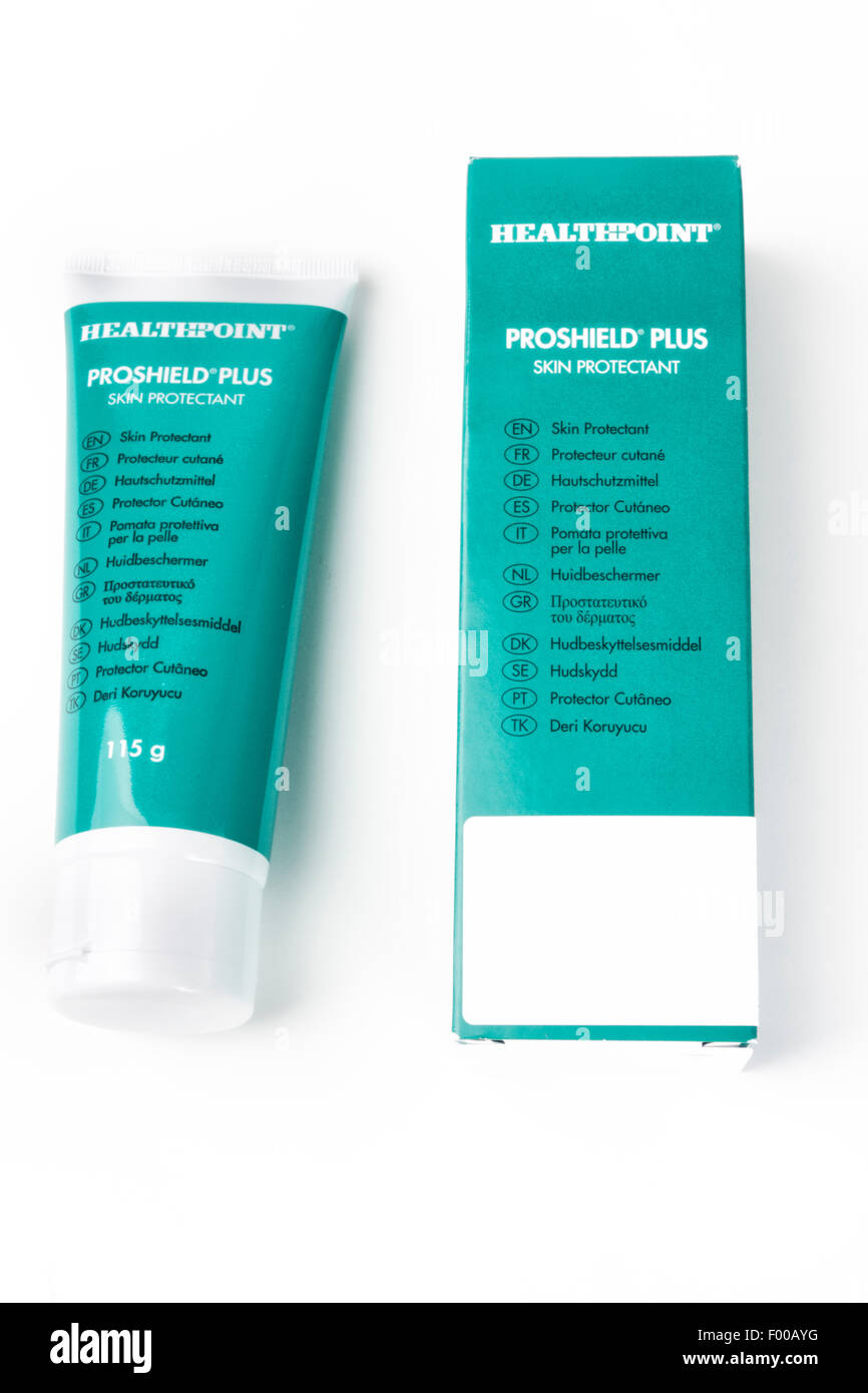 Tube of skin protectant cream, plus carton Stock Photo