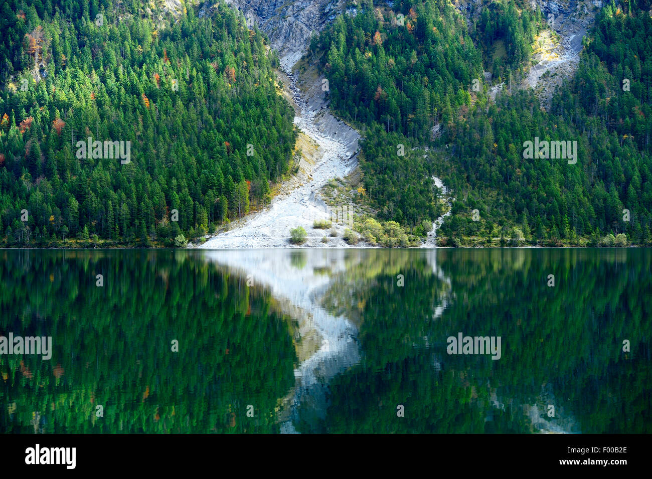 clear lake Plansee in autumn in Tirol, Austria, Tyrol Stock Photo