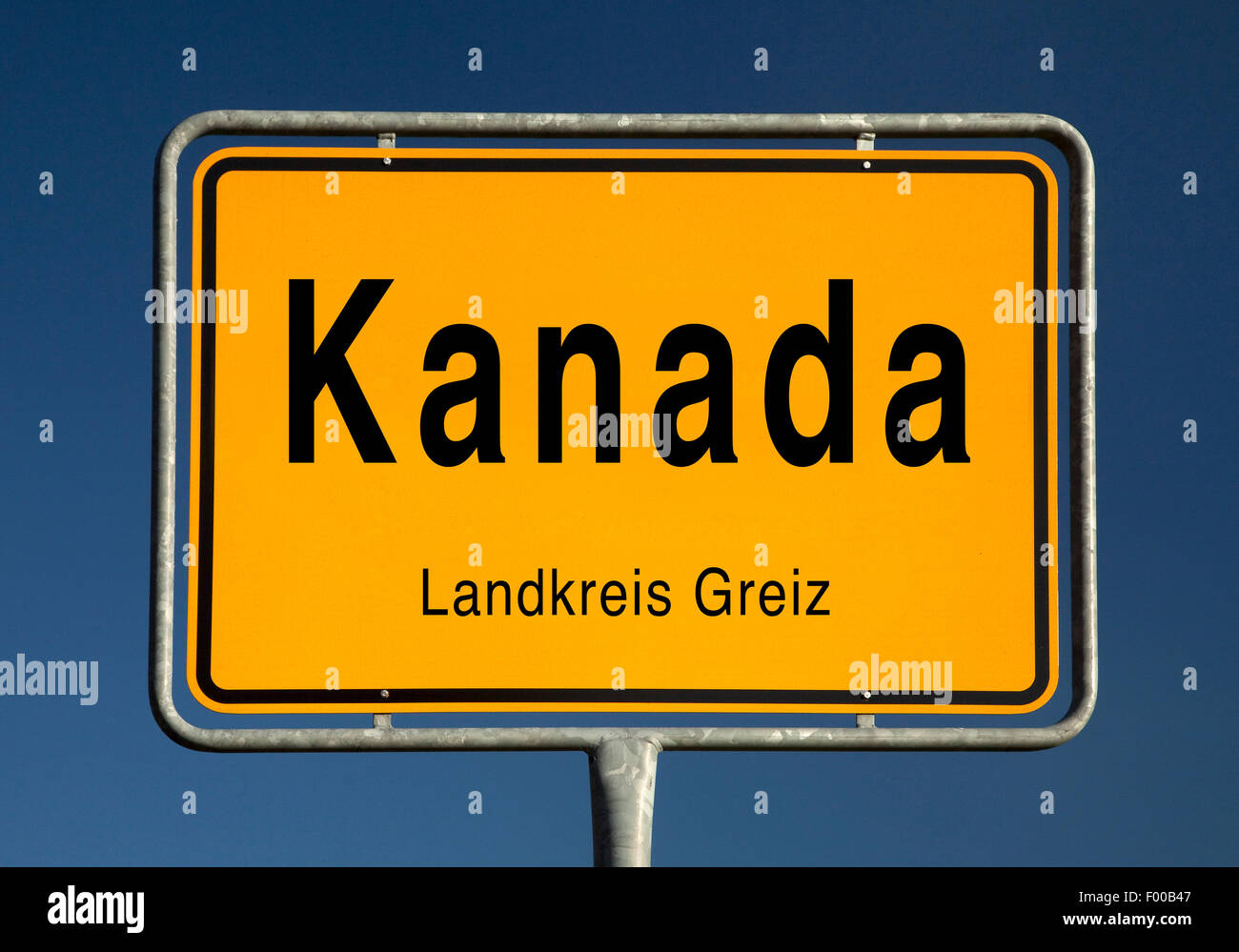 Kanada place name sign, Germany, Thueringen, Landkreis Greiz, Muenchenbernsdorf Stock Photo