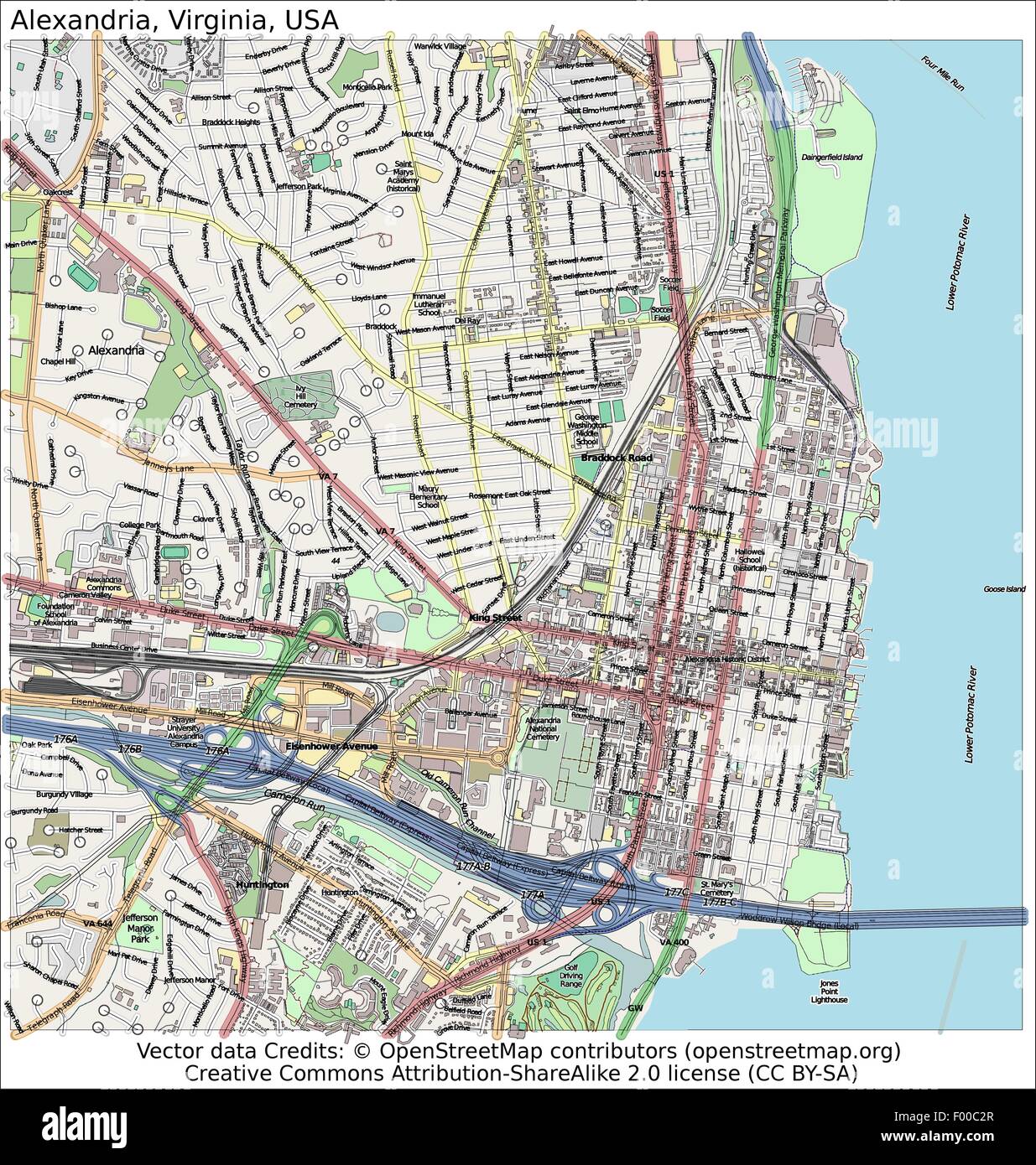 Map Of Alexandria Virginia High - Alexandria Virginia Usa Country City Island State Location Map F00C2R 