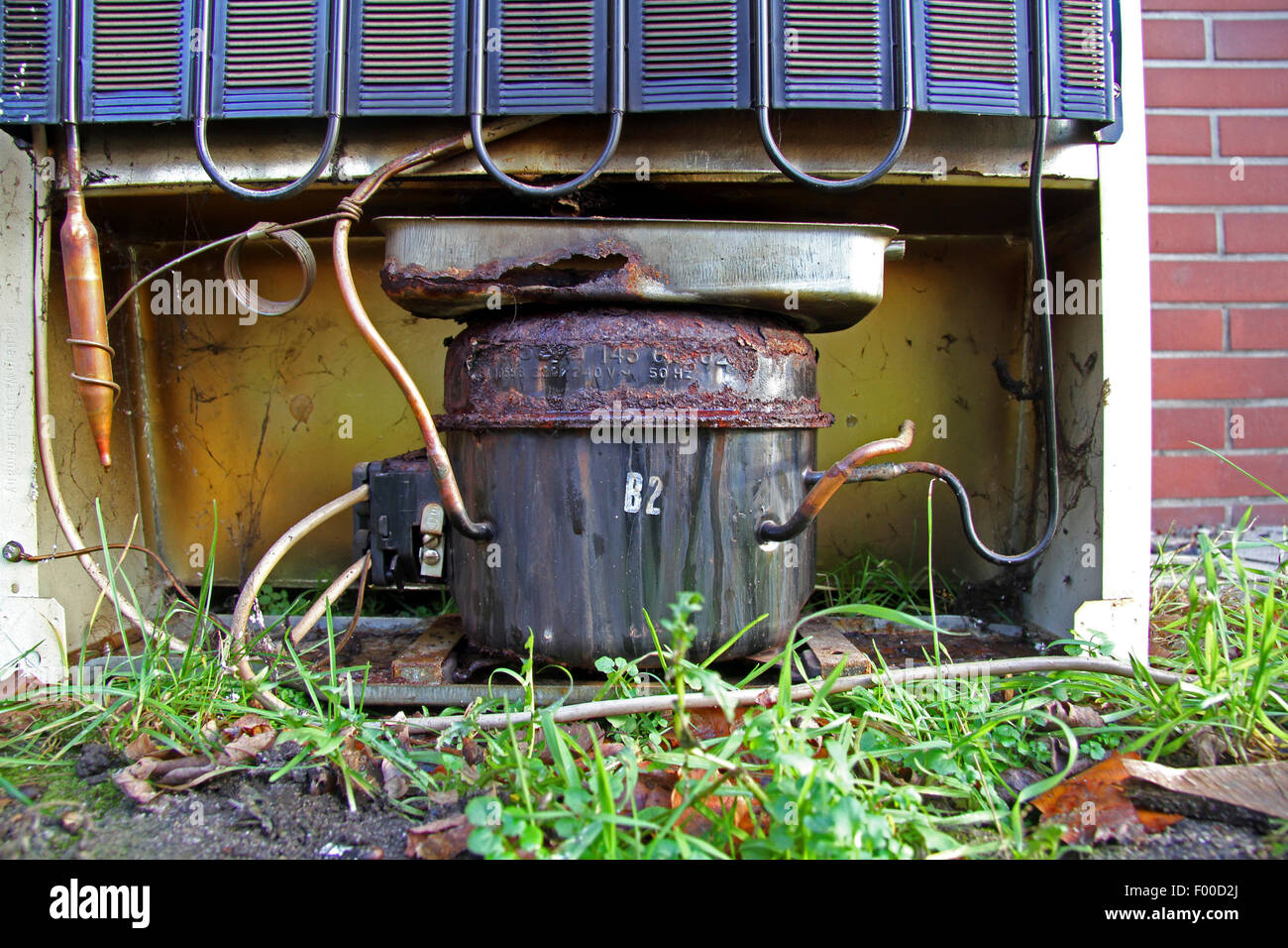 compressor of a fridge, Germany Stock Photo