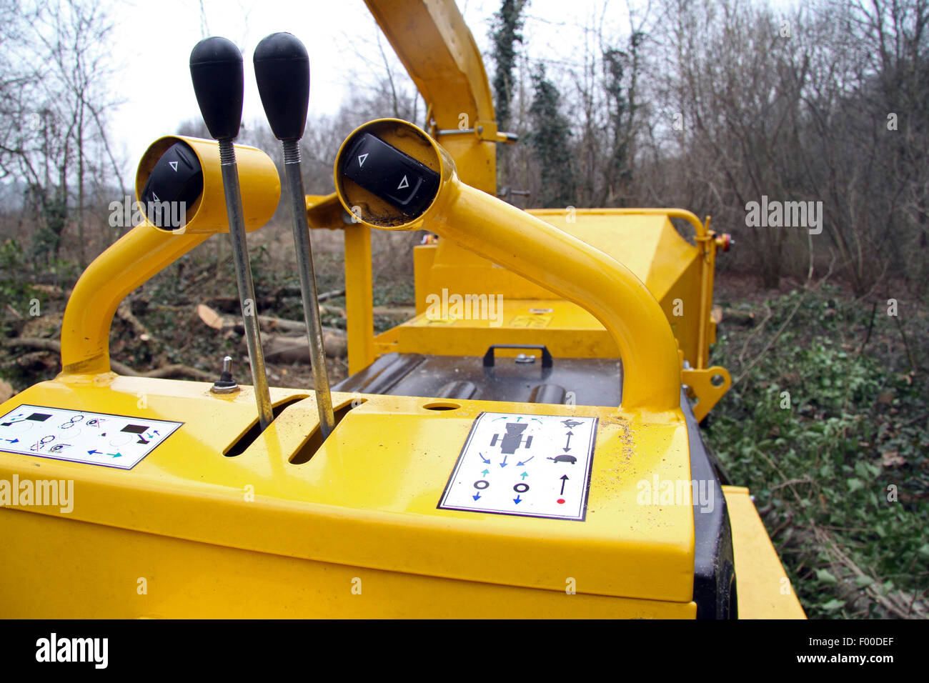 controls of a chaff-cutting machine, Germany Stock Photo