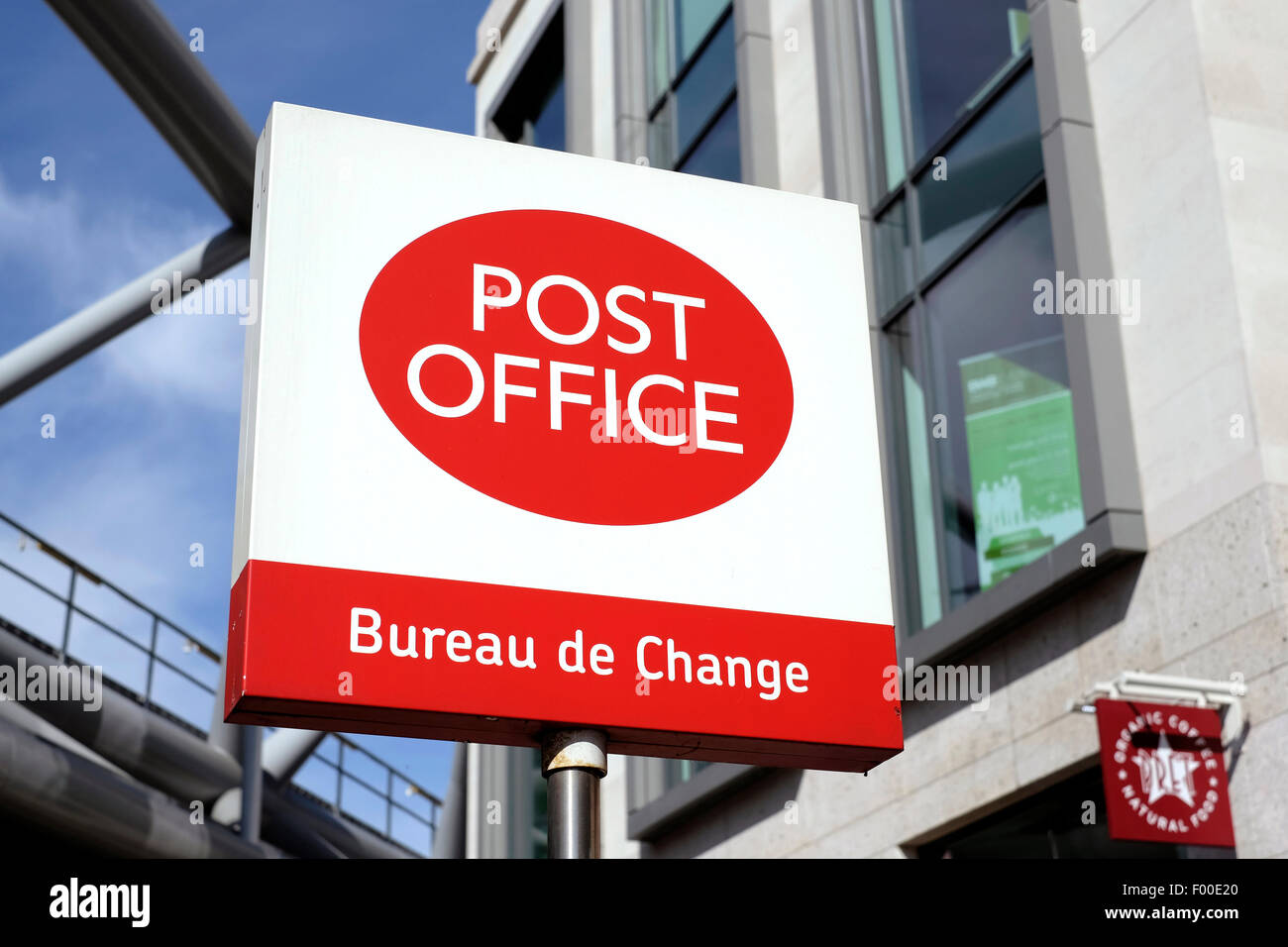 A close-up view of a post  office sign Stock Photo
