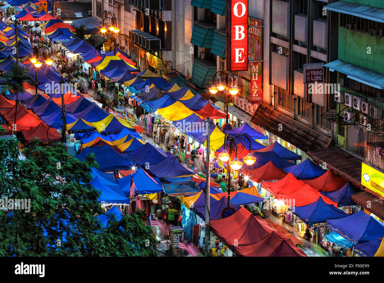 The night market of Kuala Lumpur during the month of Ramadhan. Stock Photo