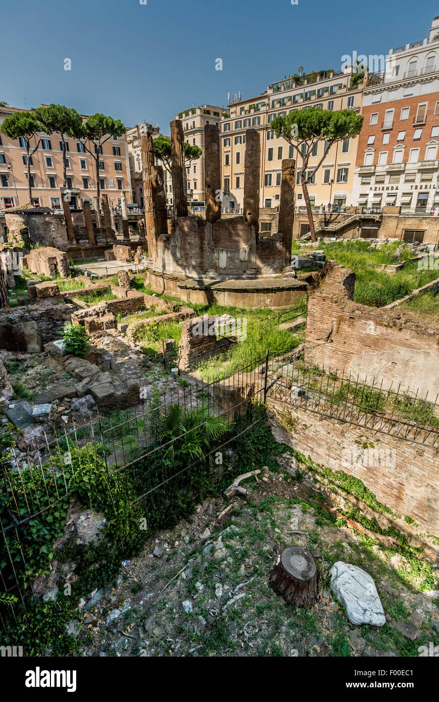 Largo di Torre Argentina roman ruins of temples and Pompey's Theatre.. Now a cat sanctuary. Rome. Italy. Stock Photo