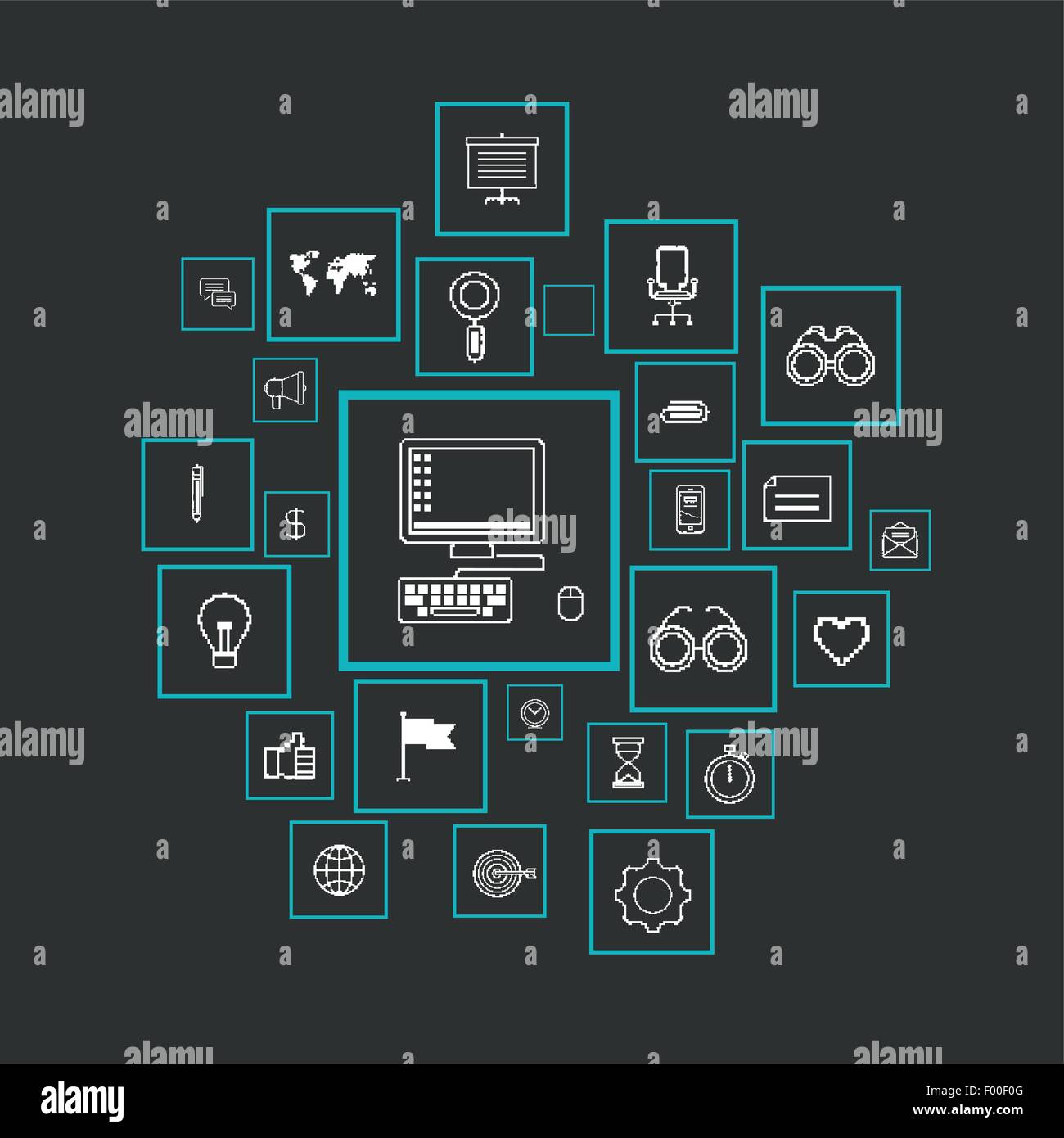 Set icons for business, internet and communication Stock Vector