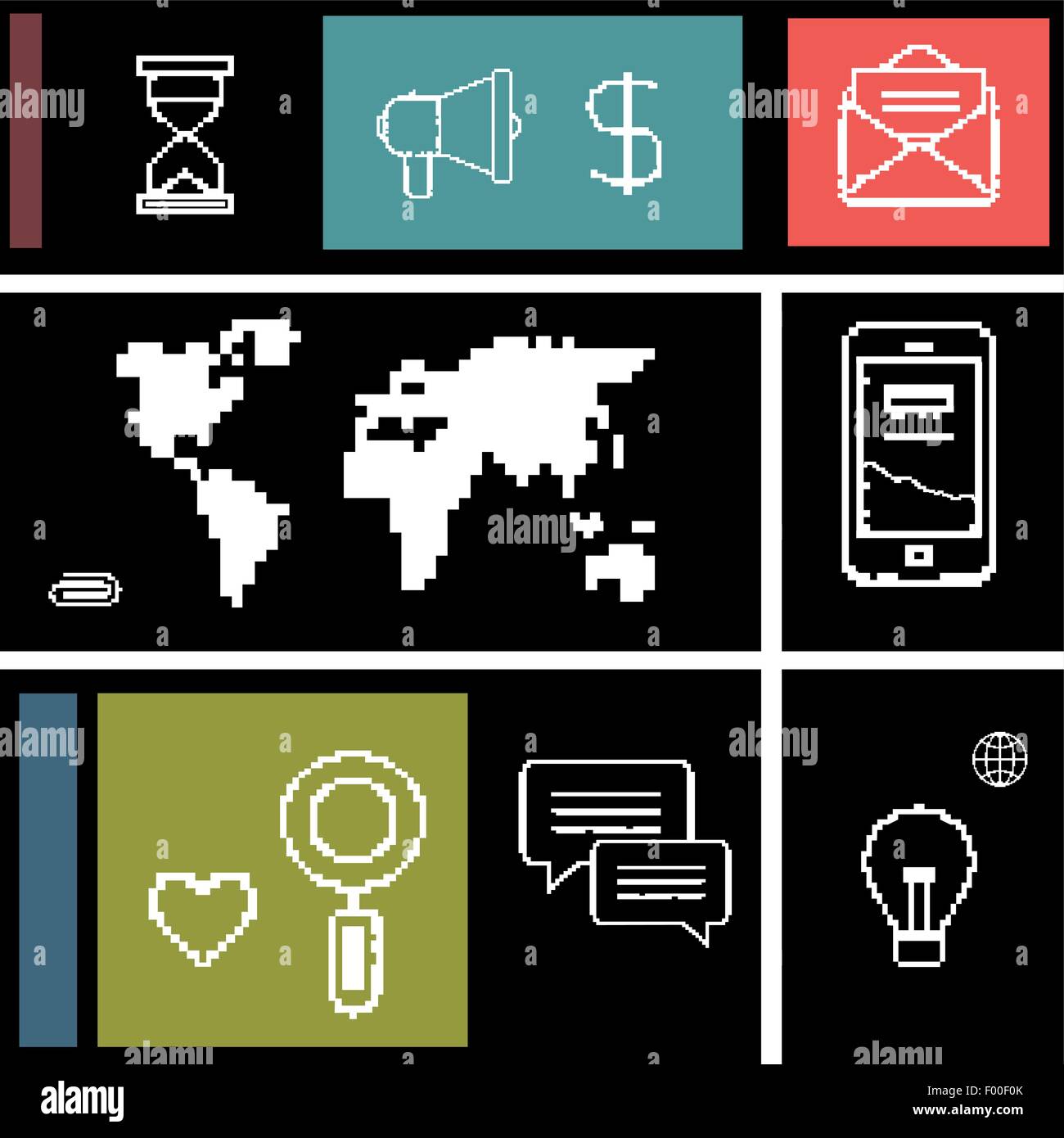 Set icons for business, internet and communication Stock Vector