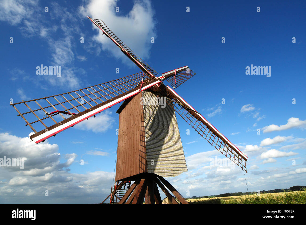 post mill, Belgium Stock Photo