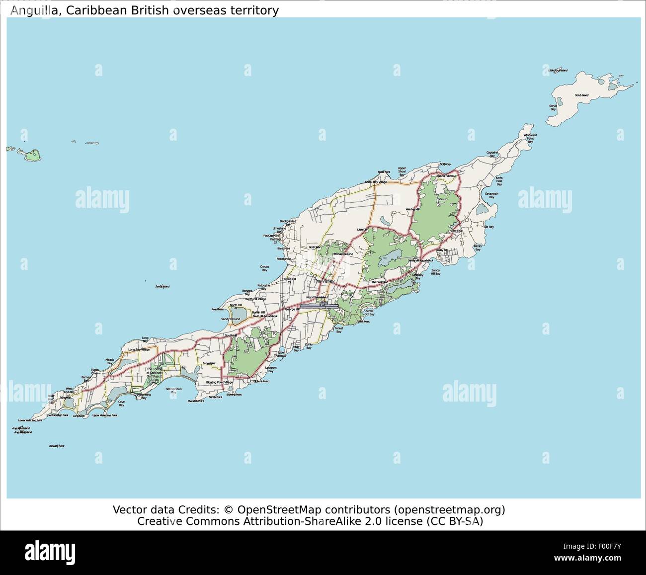 Anguilla Caribbean British Overseas Country City Island State Location Map Stock Vector Image Art Alamy