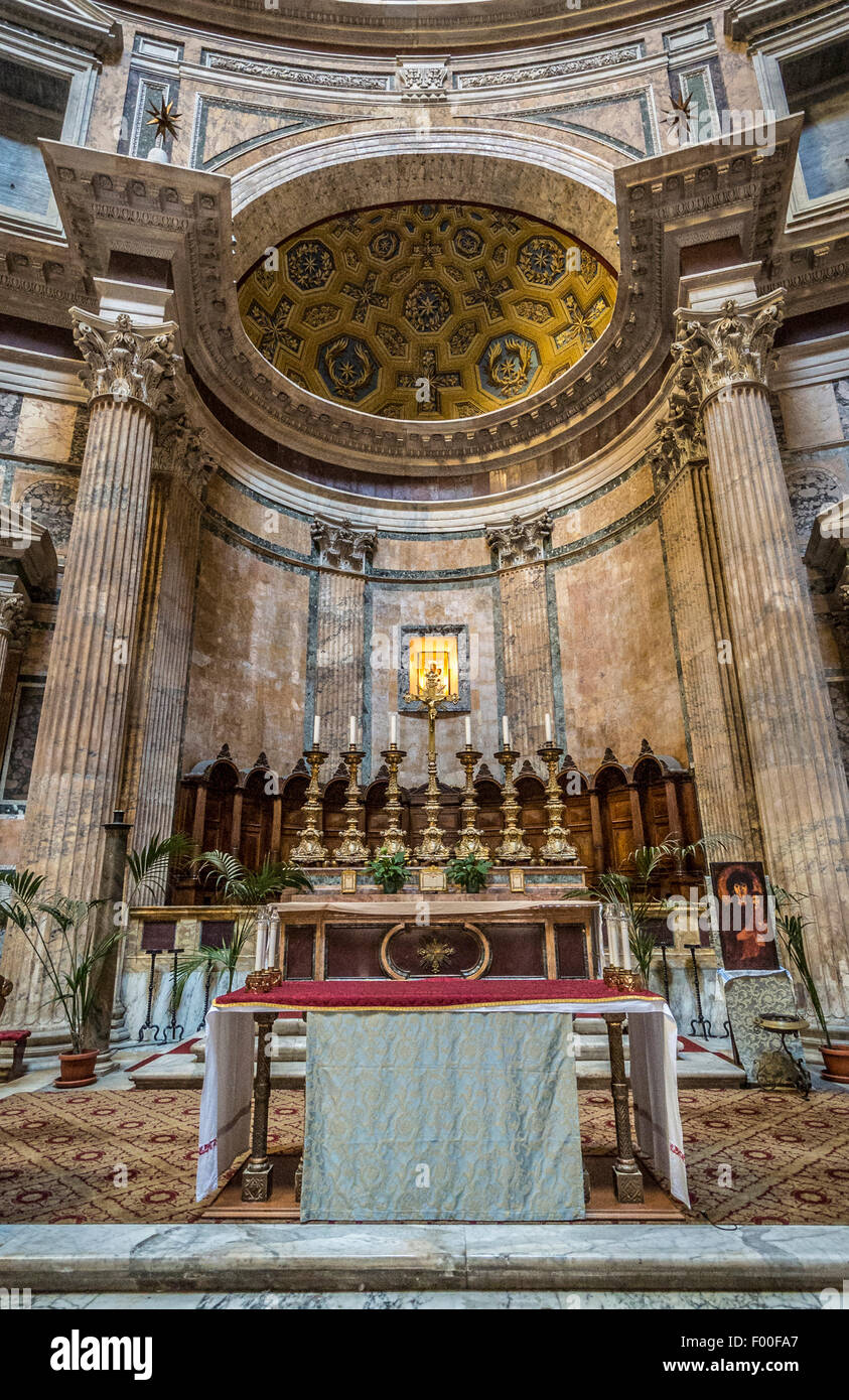 The high alter inside the Pantheon. Ancient Roman Temple. Now Church of ...