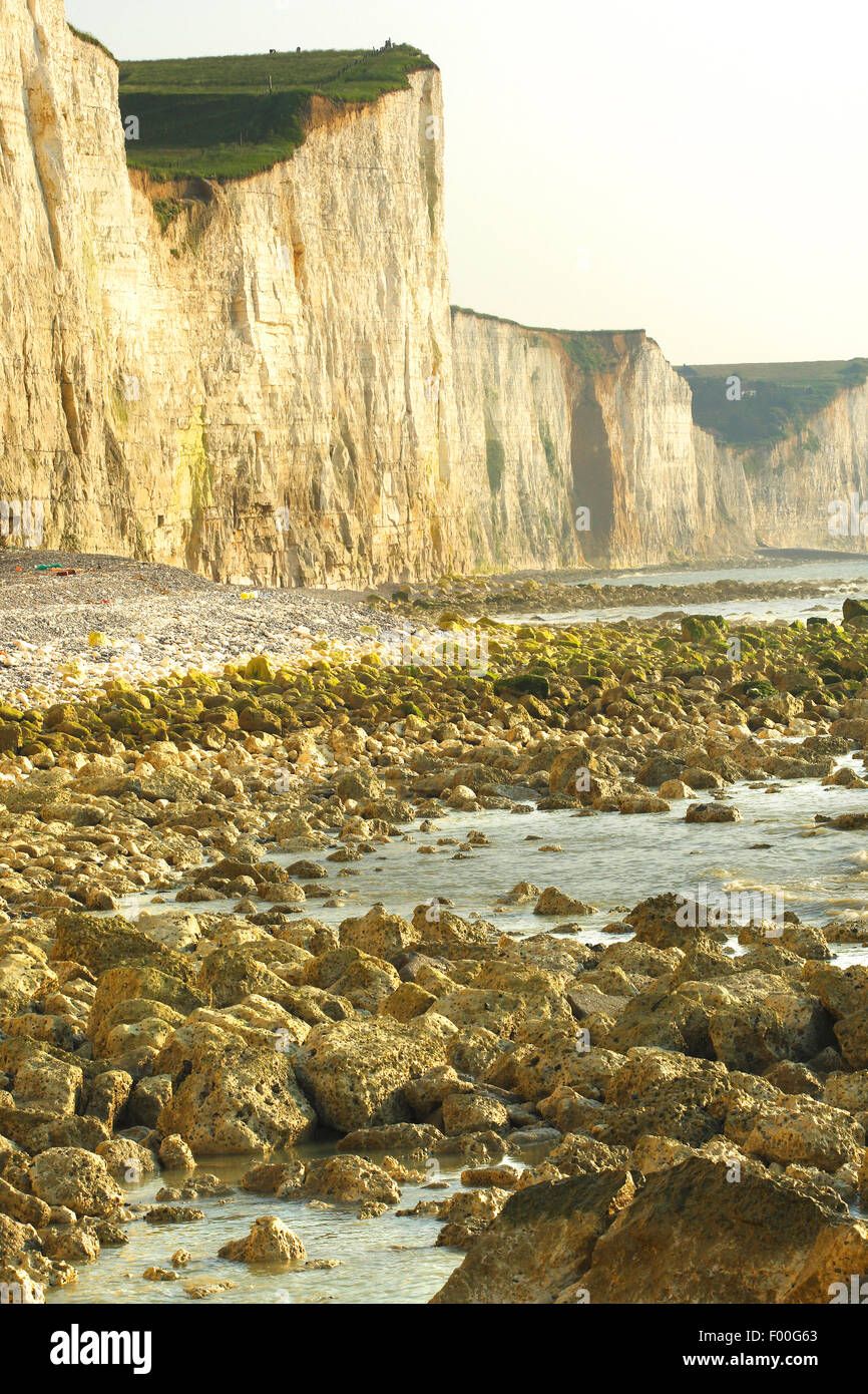 White cliffs in Ault, Bay of the Somme, France Stock Photo