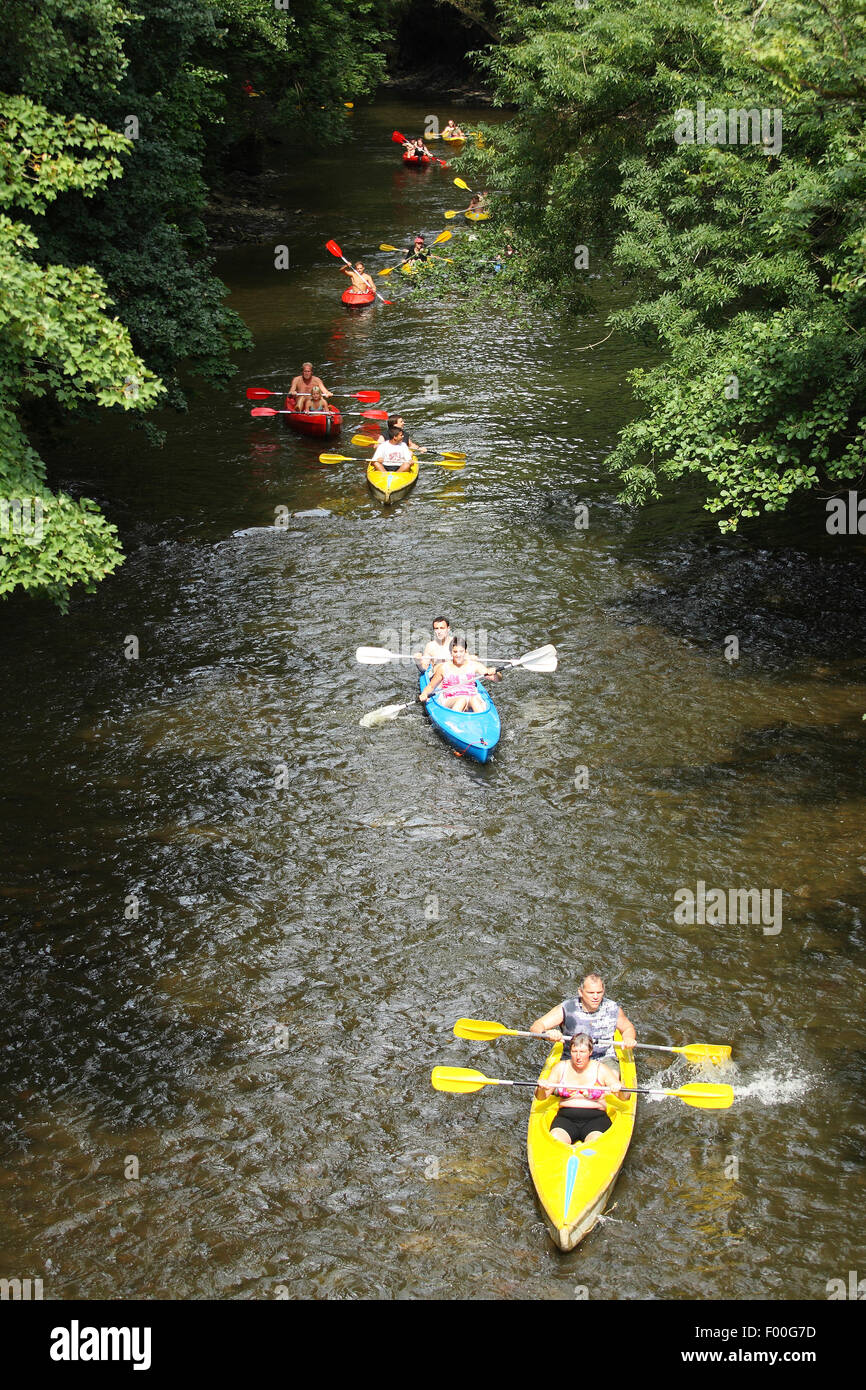 canoeing on the river Lesse in the Ardennes, Belgium, Ardennes Stock Photo  - Alamy