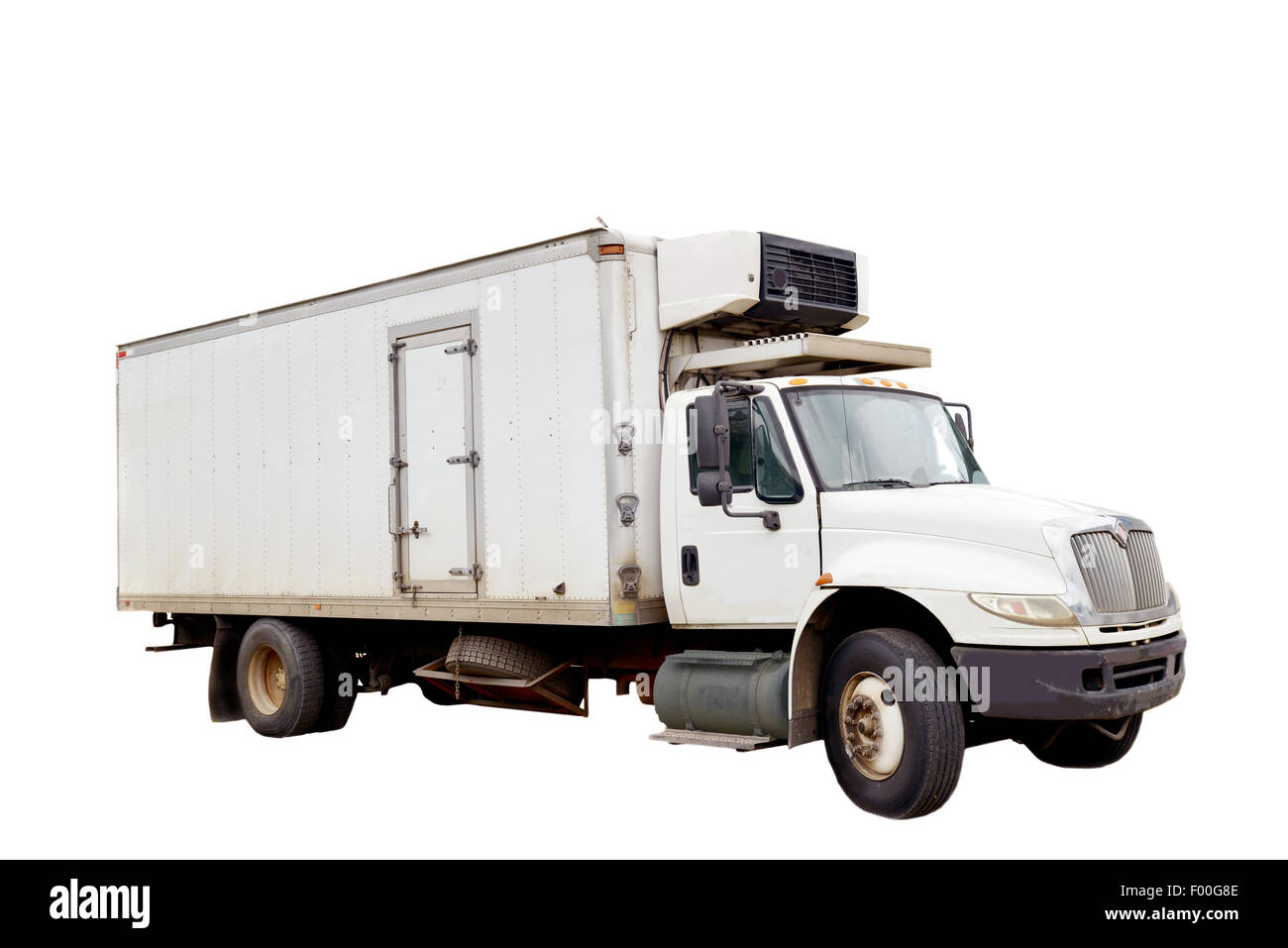 Big refrigerated truck isolated on a white background Stock Photo