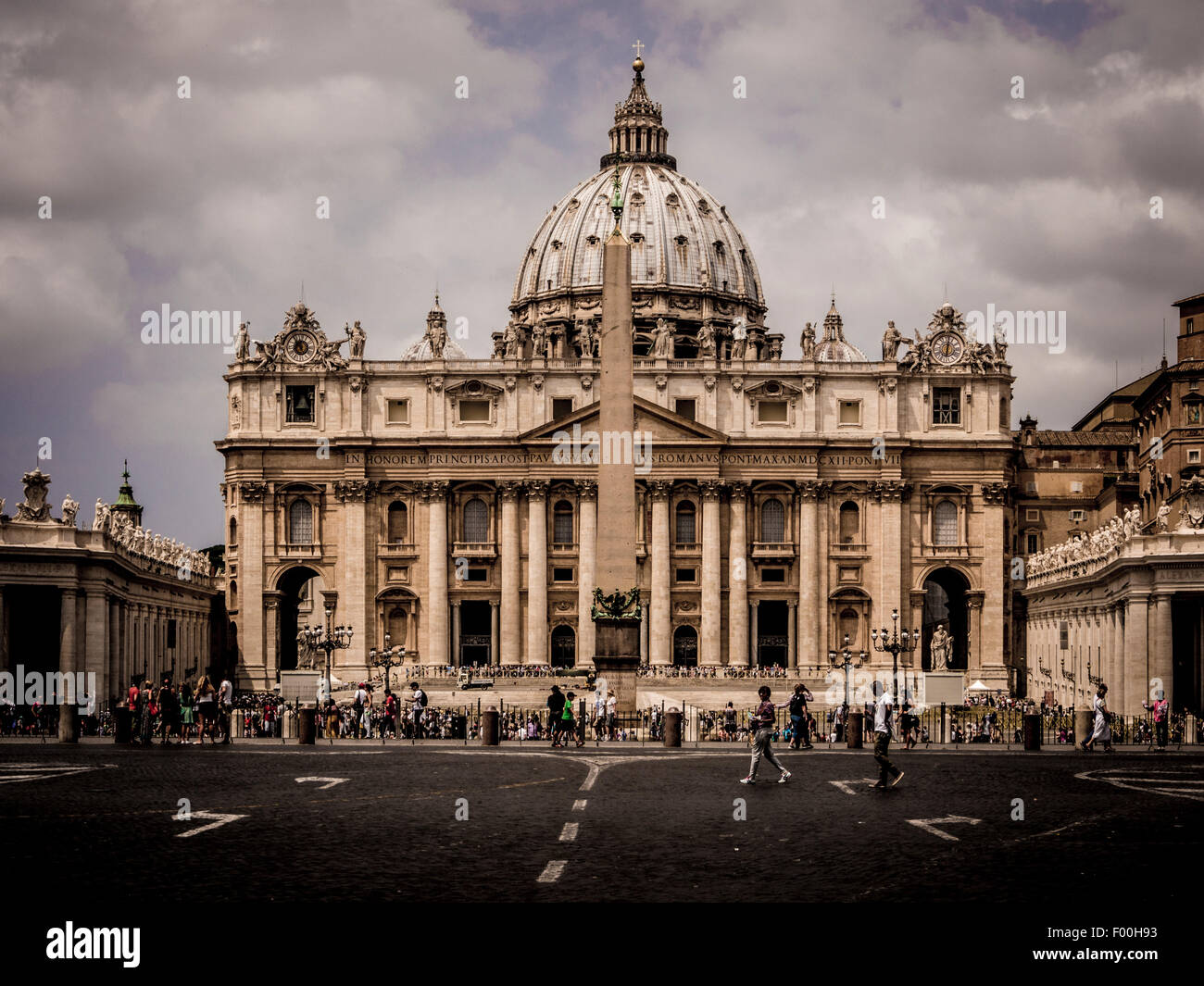 St Peter's basilica, St Peters Square. viewed from Via della Conciliazione. Rome Italy Stock Photo