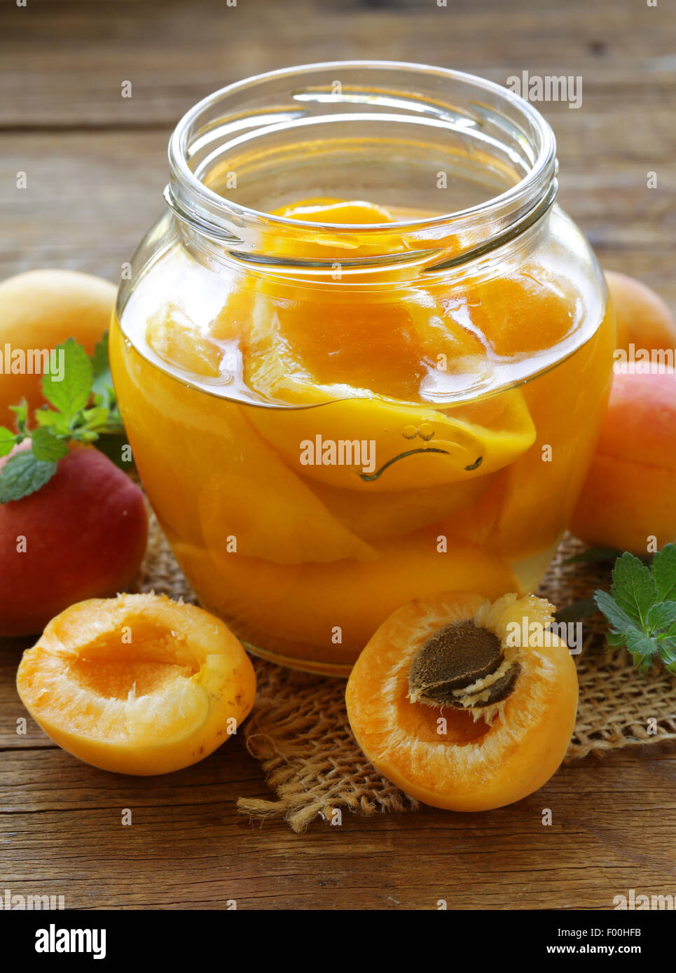 canned peaches fruit in a glass jar Stock Photo Alamy