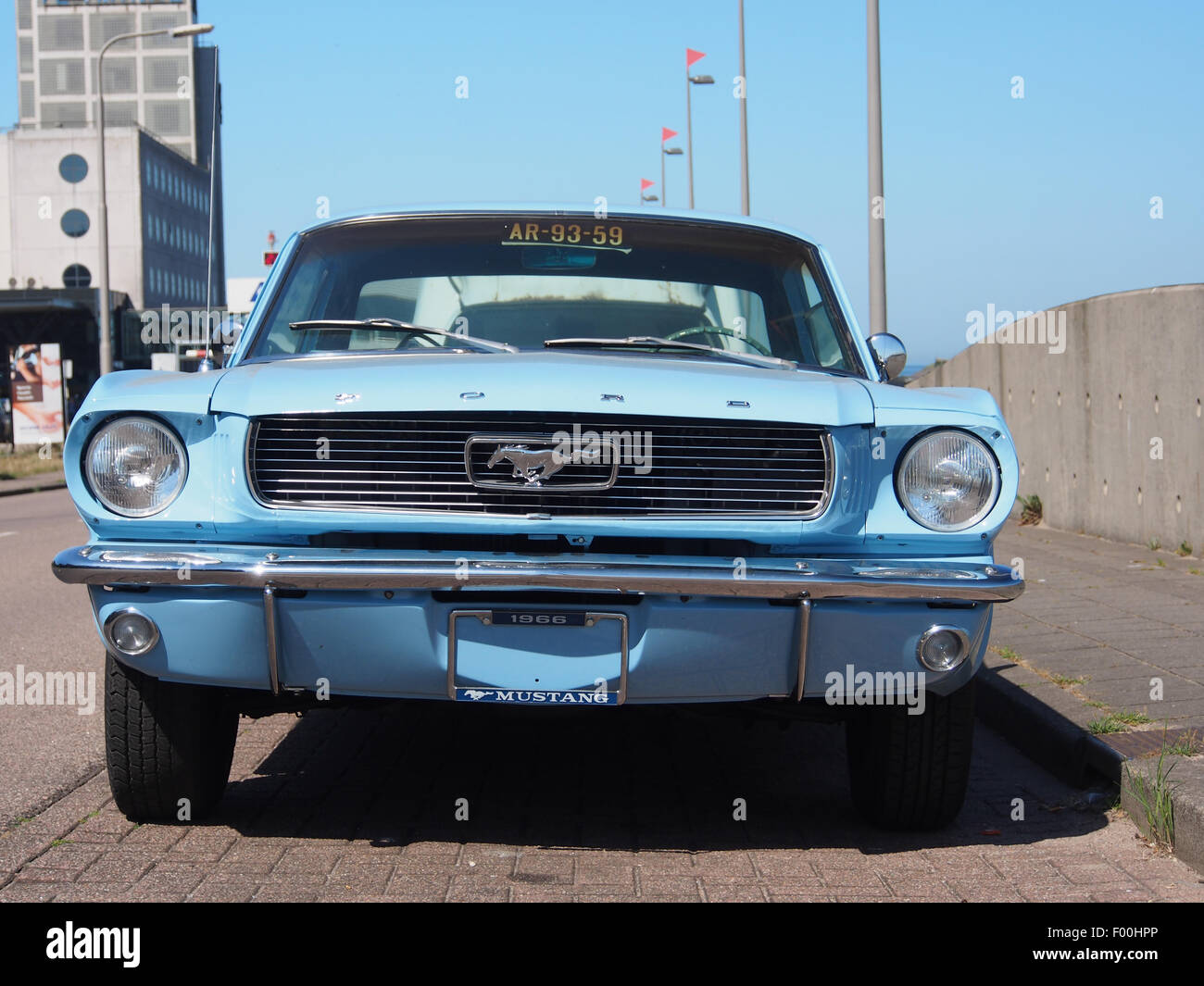 1966 Ford Mustang light blue, pic1 Stock Photo