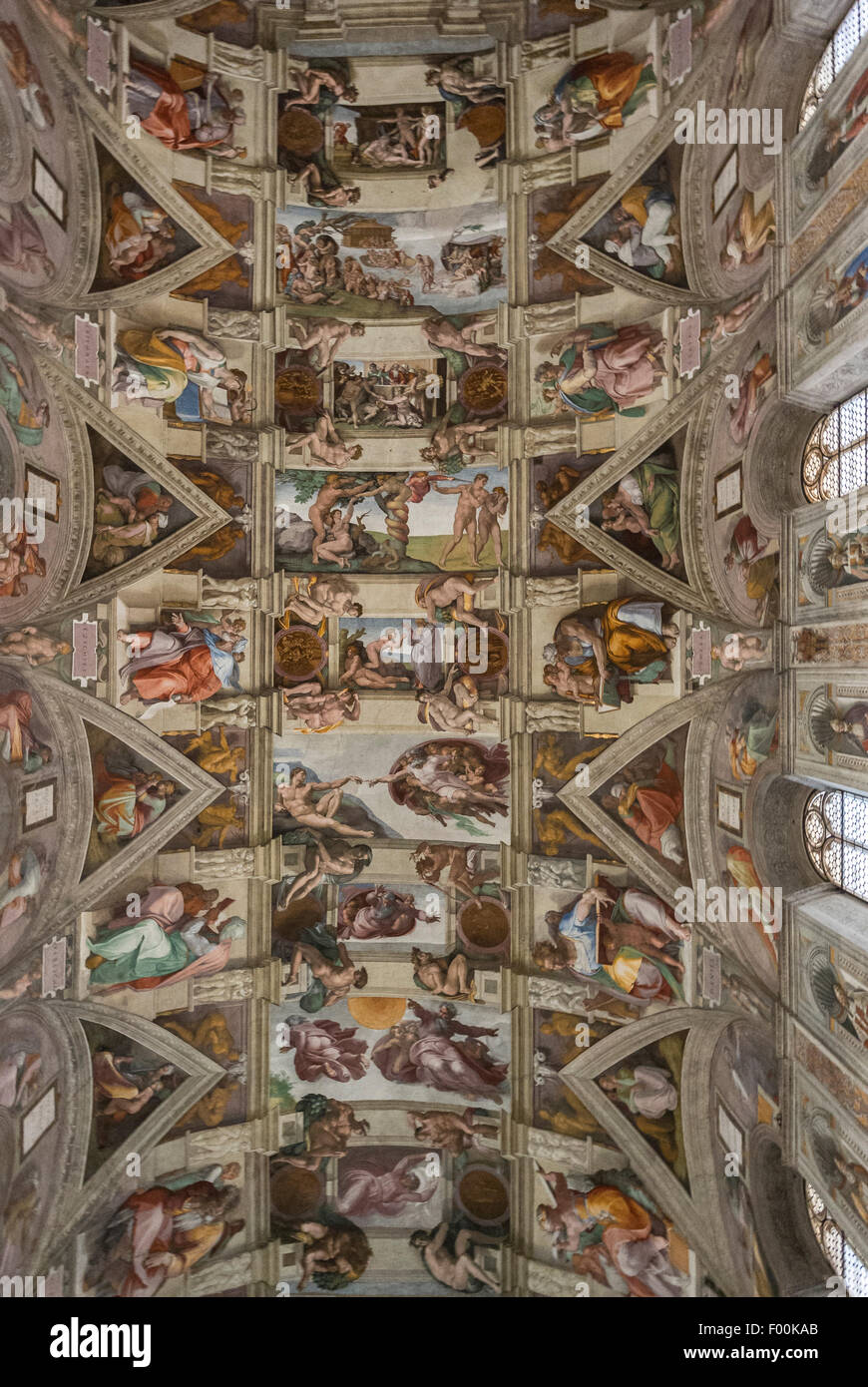 The Sistine Chapel ceiling, painted by Michelangelo. Vatican Museums, Vatican City, Rome Italy Stock Photo