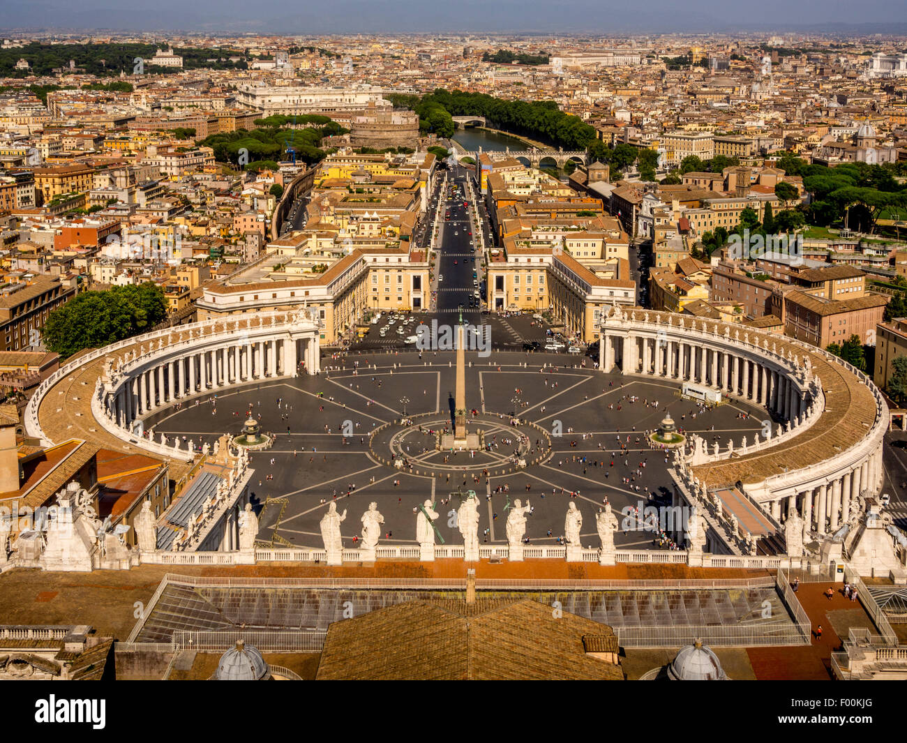 St Peter's Square shot from the dome of St. Peter's Basilica. Vatican City, Rome. Italy. Stock Photo