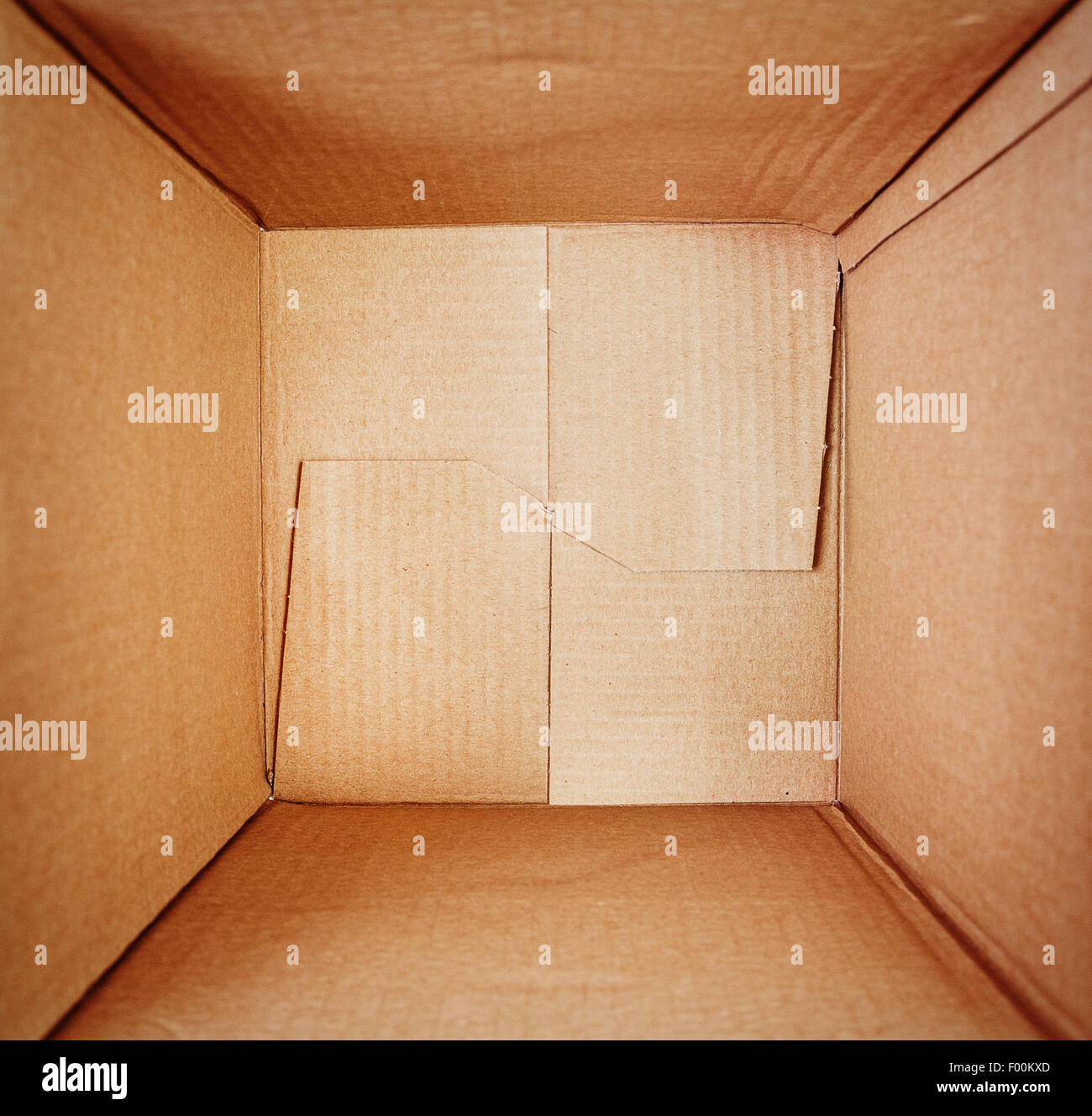 Empty cardboard box, inside view Stock Photo