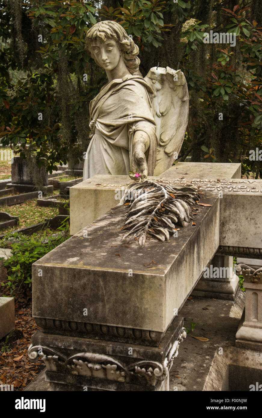 Tombstone at Bonaventure Cemetery near Savannah in Thunderbolt, Georgia, USA - Stock Image
