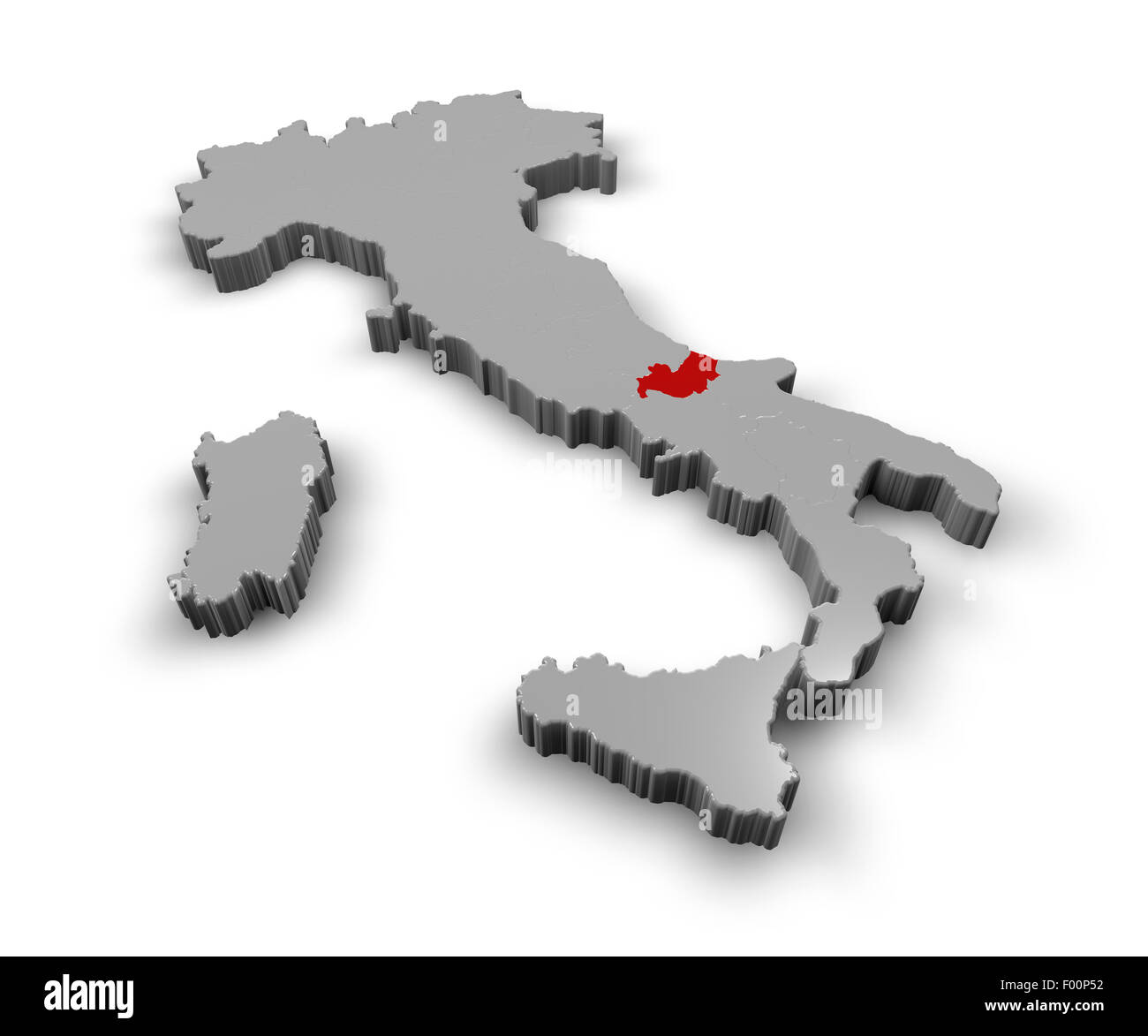 3d Map of Italy Regions Molise Stock Photo