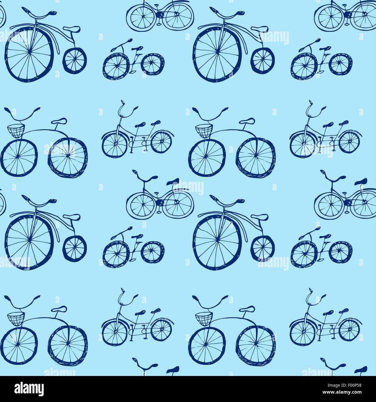 Cute doodle bicycles on white background Stock Vector Image & Art - Alamy