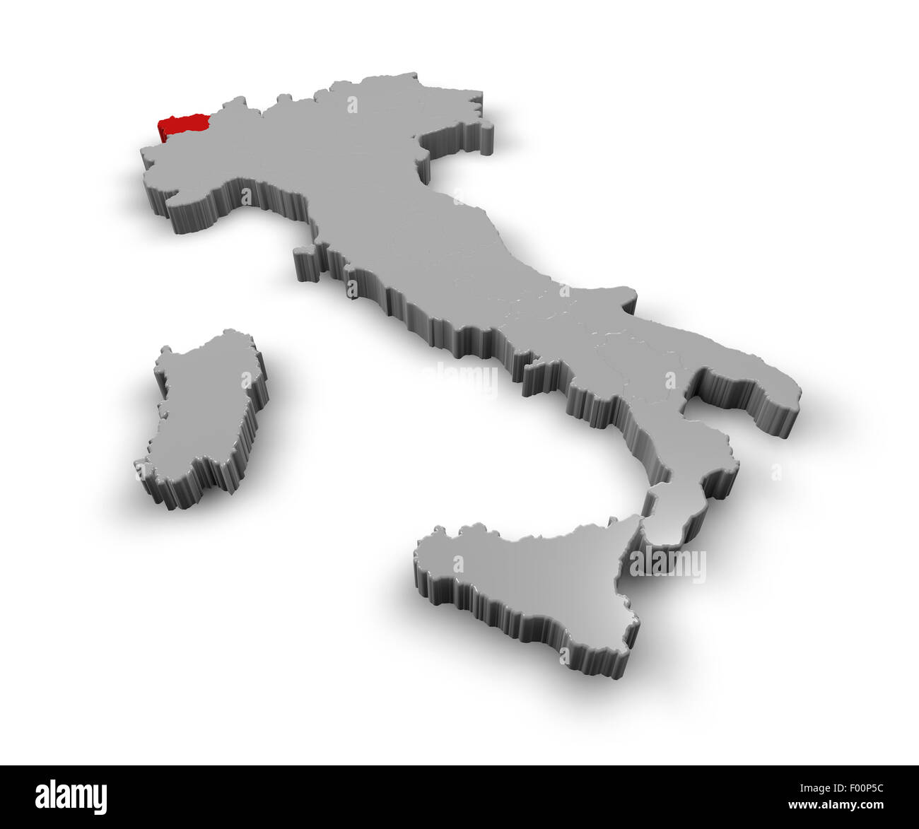 3d Map of Italy Regions Valle d'Aosta Stock Photo