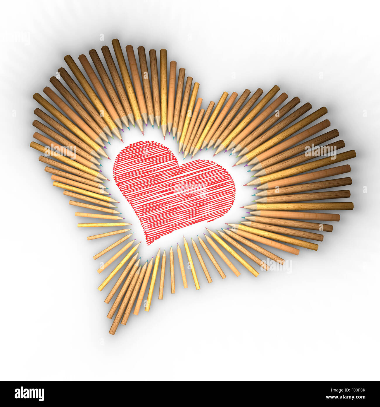 Colored pencils in a heart shape, heart drawing sketch Stock Photo - Alamy