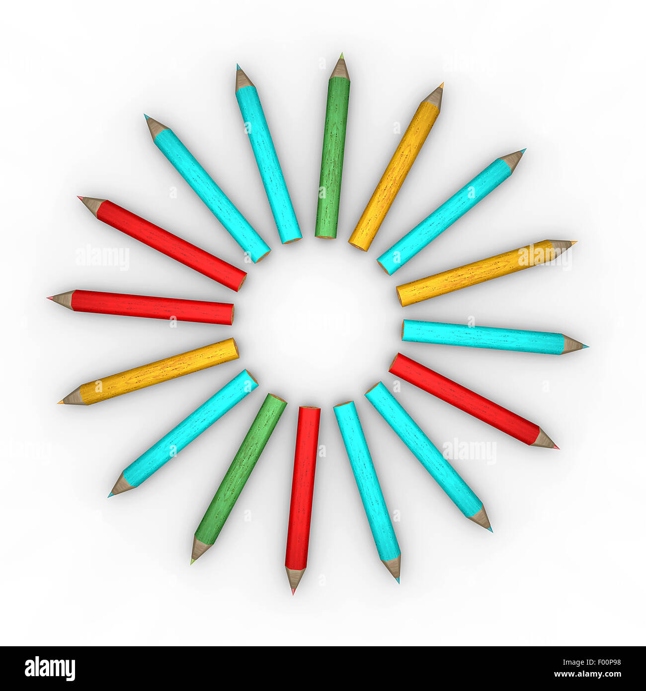 Circle-shaped pencils on white background Stock Photo