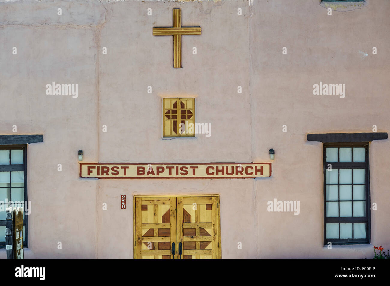Spanish Revivalstyle First Baptist Church. Taos. New Mexico. USA Stock