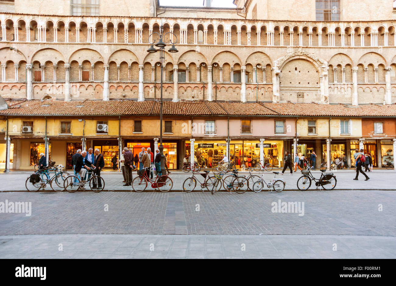 Dusk in Piazza Trento e Trieste in the city of Ferrara Italy Stock Photo