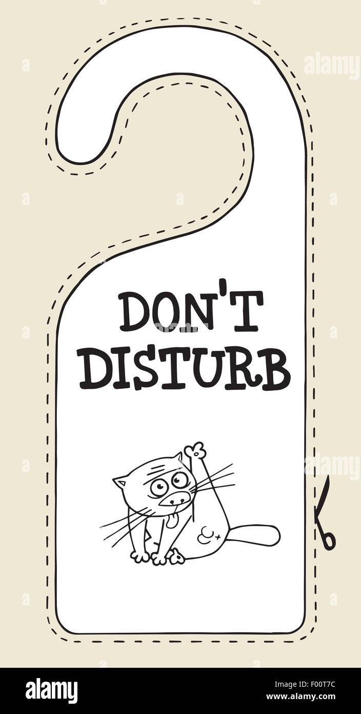 hotel sign cat do not disturb humor room Stock Vector