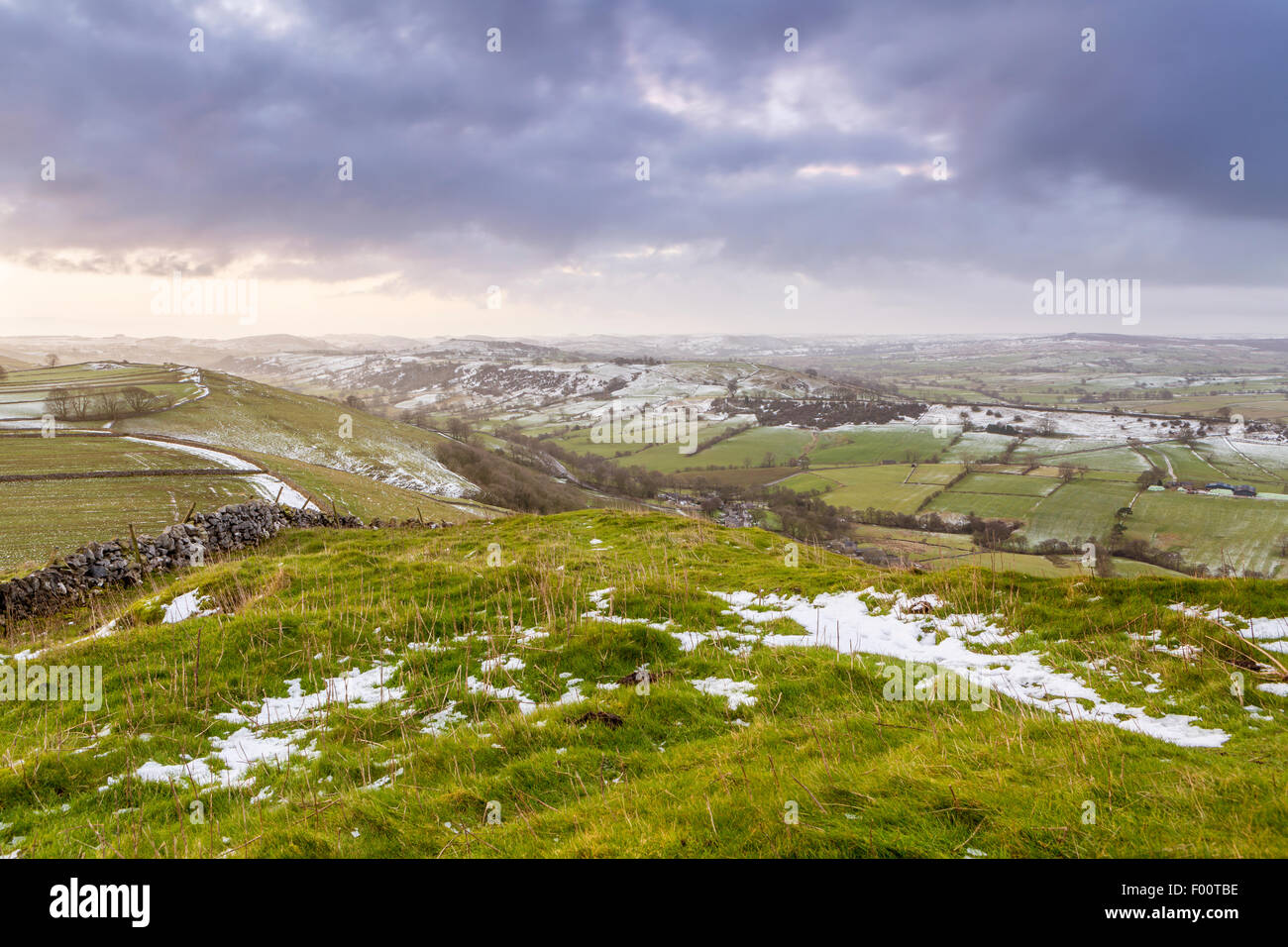 View from High Wheeldon towards Sheen Hill, Peak District National Park, Earl Sterndale, Derbyshire, England, United Kingdom, Stock Photo