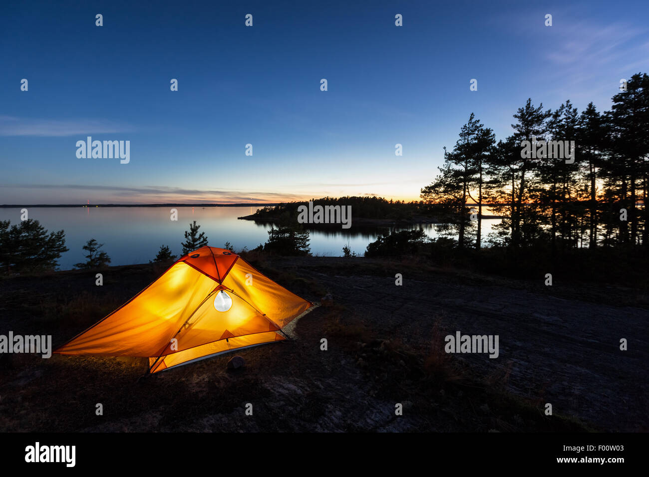 Camping at Bylandet island, Kirkkonummi, Finland, Europe, EU Stock Photo