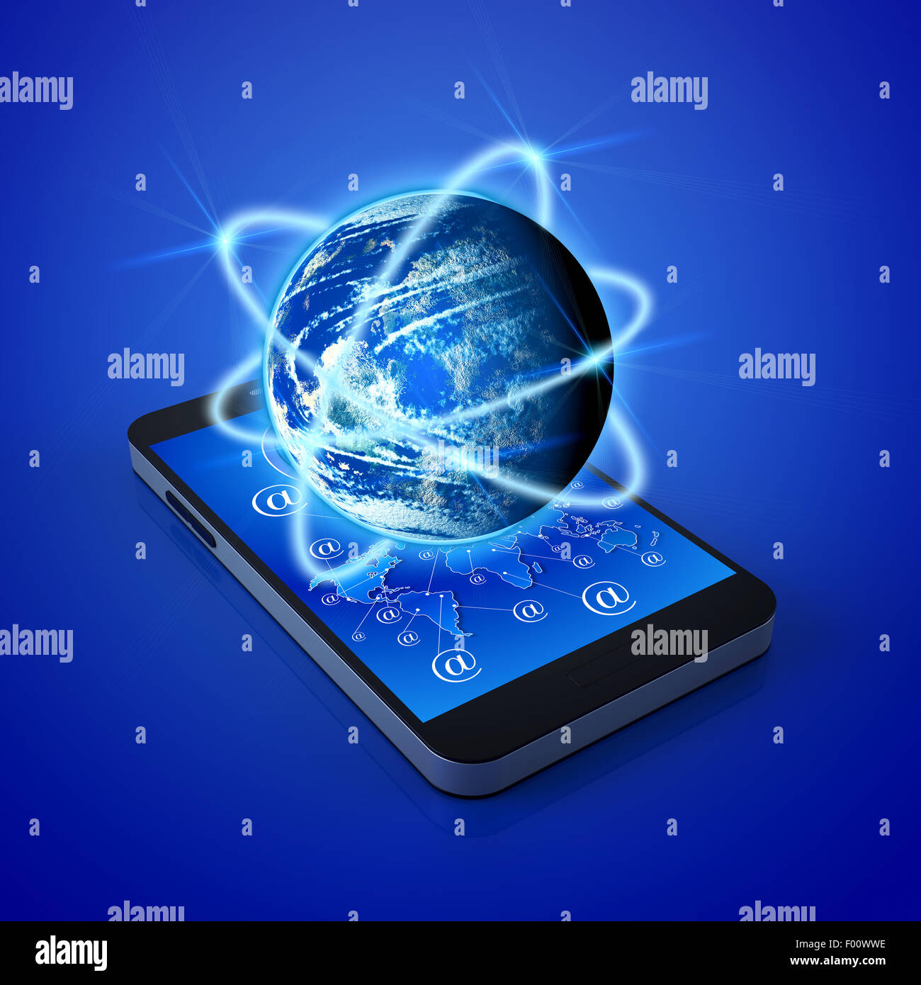 Global communication in the smart phone Stock Photo Alamy