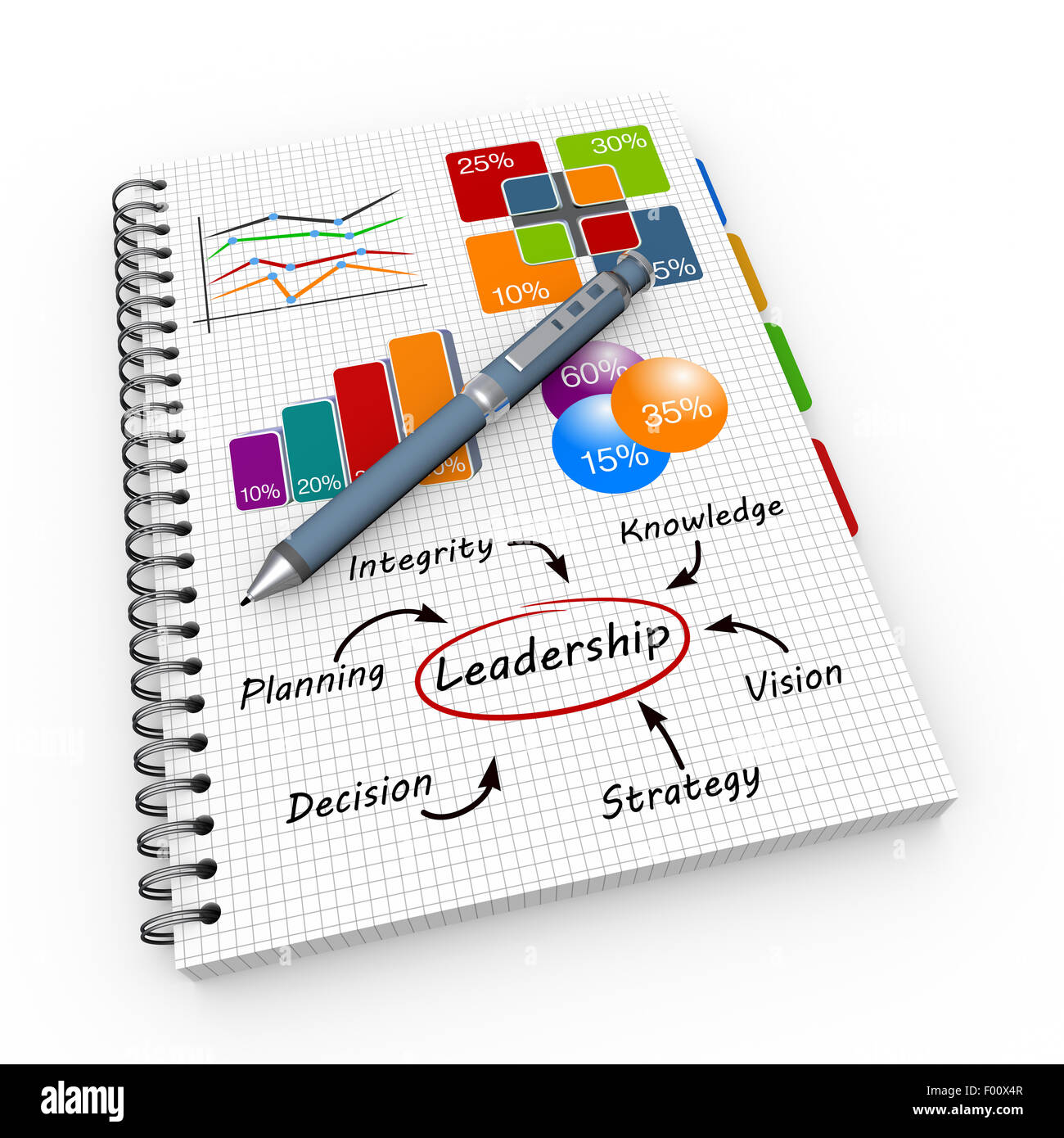 Leadership concept illustration design over a notebook Stock Photo