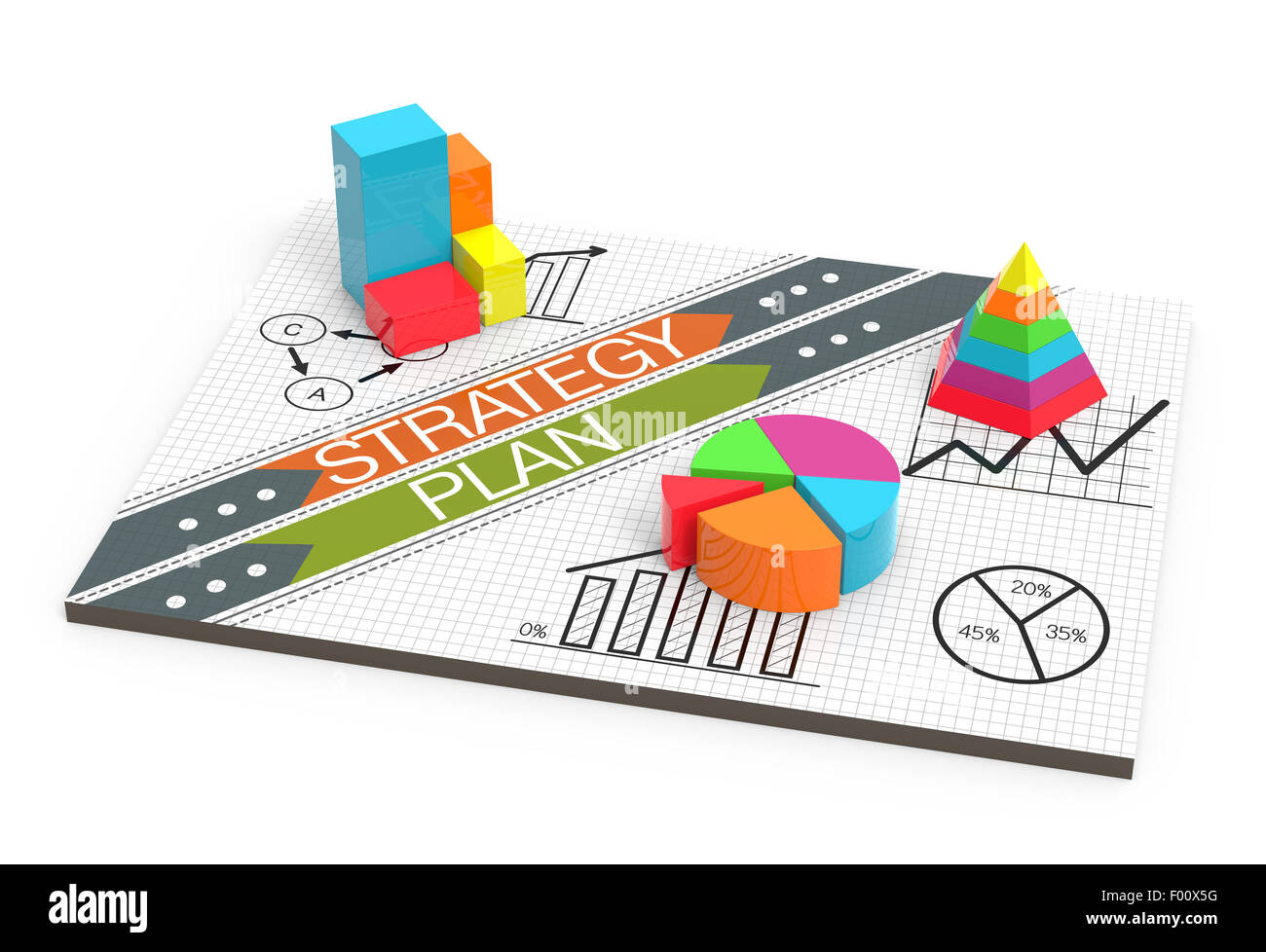 A close up of a business plan flow chart Stock Photo