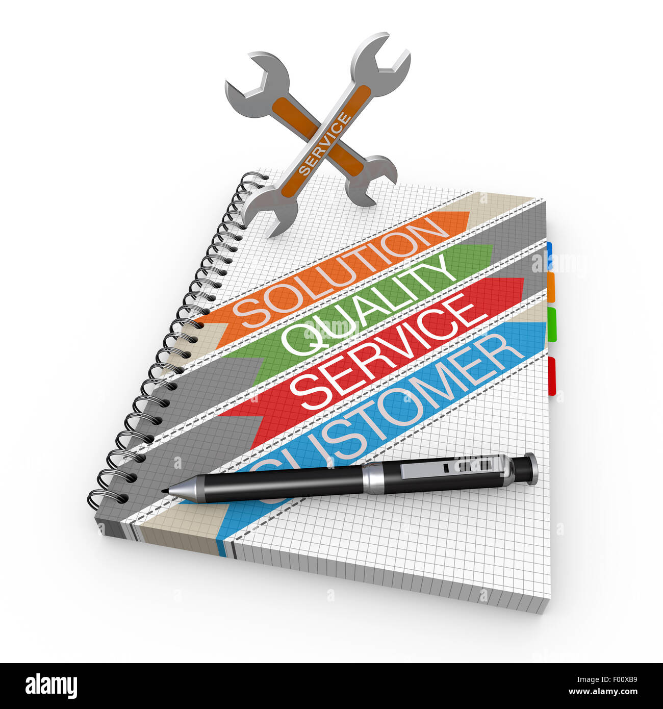 Service and assistance as a concept in notebook Stock Photo