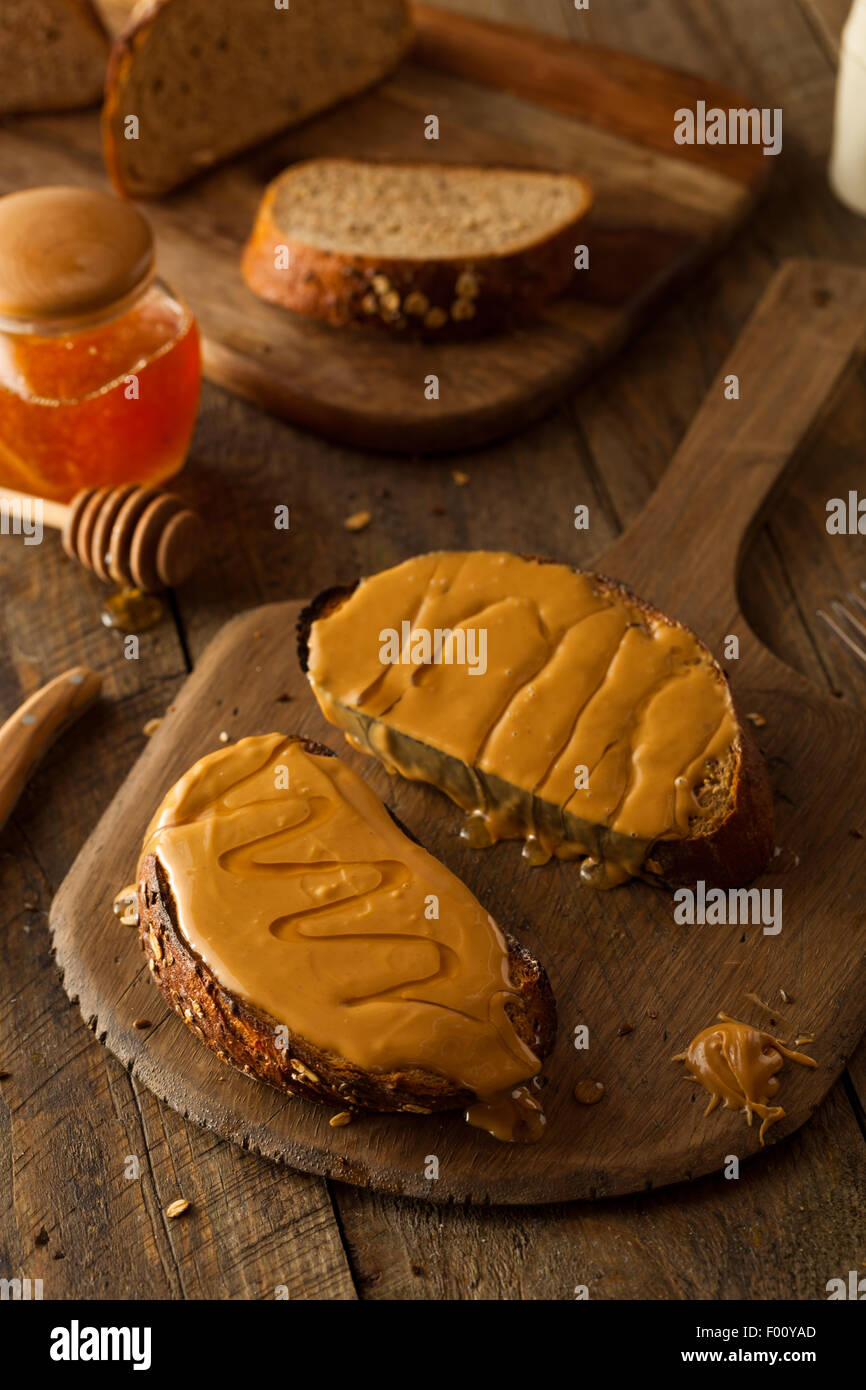 Fancy Gourmet Peanut Butter and Honey Toast Stock Photo Alamy