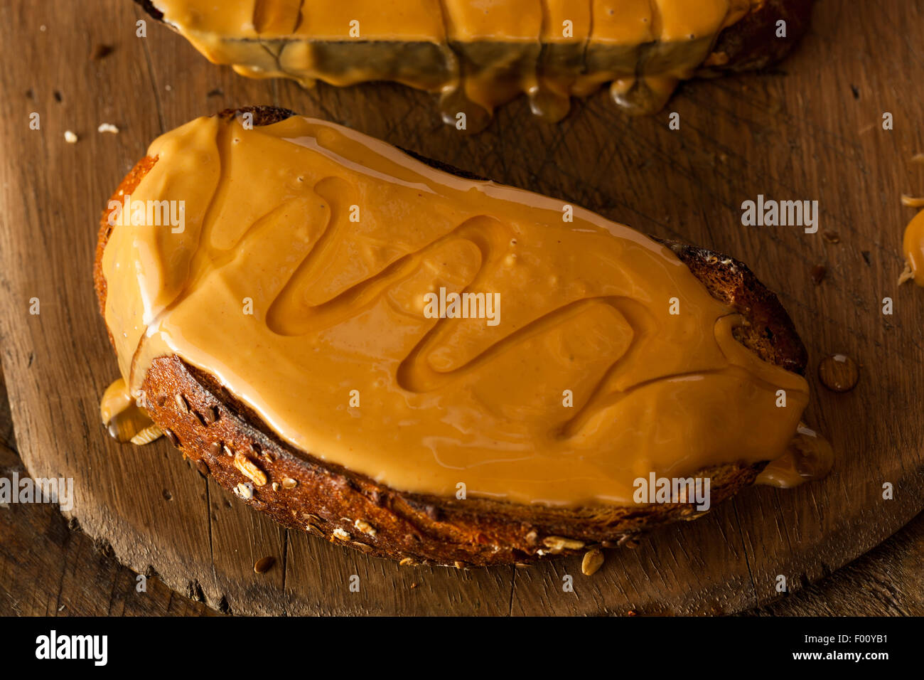 Fancy Gourmet Peanut Butter and Honey Toast Stock Photo